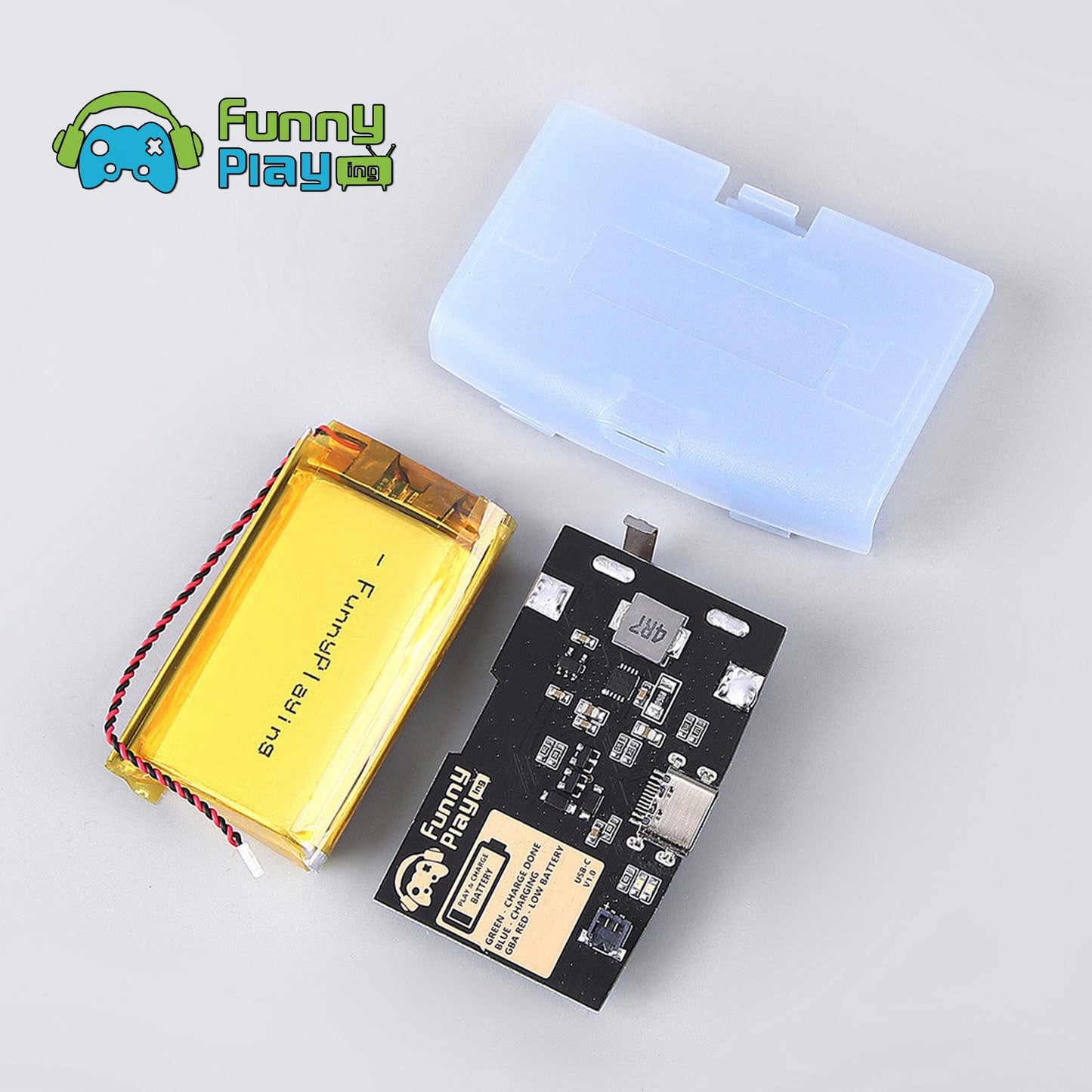 FunnyPlaying GBA Li-Ion Akku USB-C Modul mit Batteriedeckel GameBoy Advance
