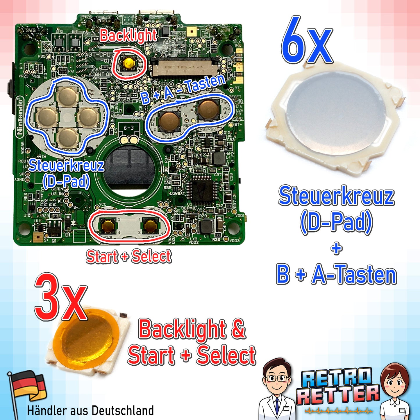 Ersatz Tasten Kontakte für GBU SP Platine