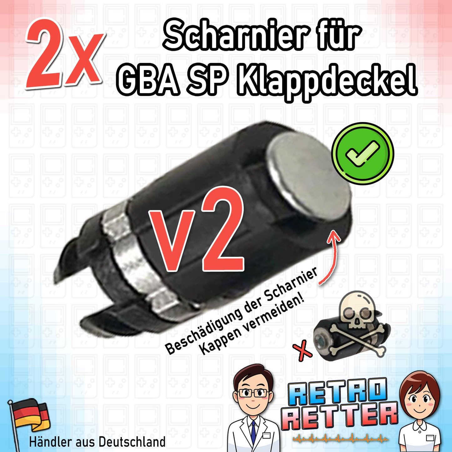 Scharniere für den Klappmechanismus des GAME BOY Advance SP