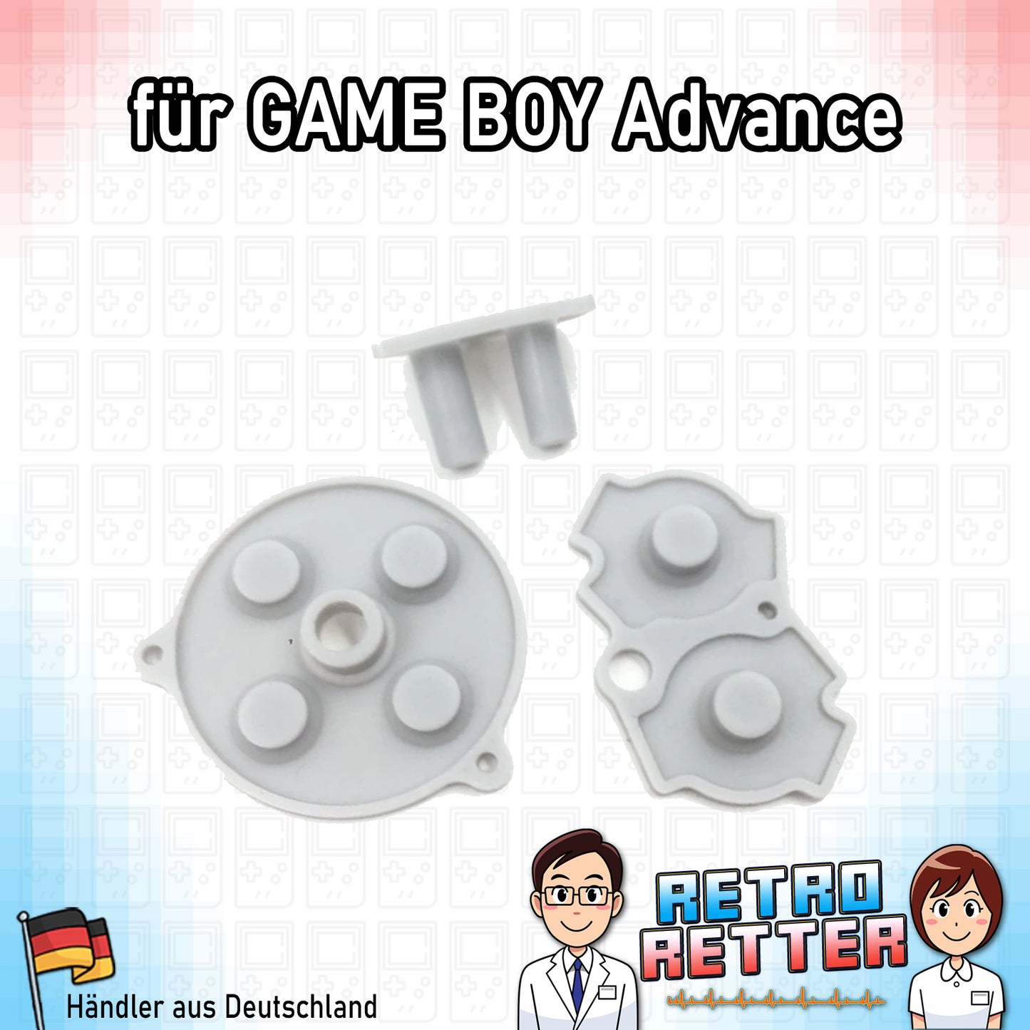Set mit 3x Silikon Tastengummis für einen Game Boy Advance (GBU) Farbe: Standard Grau