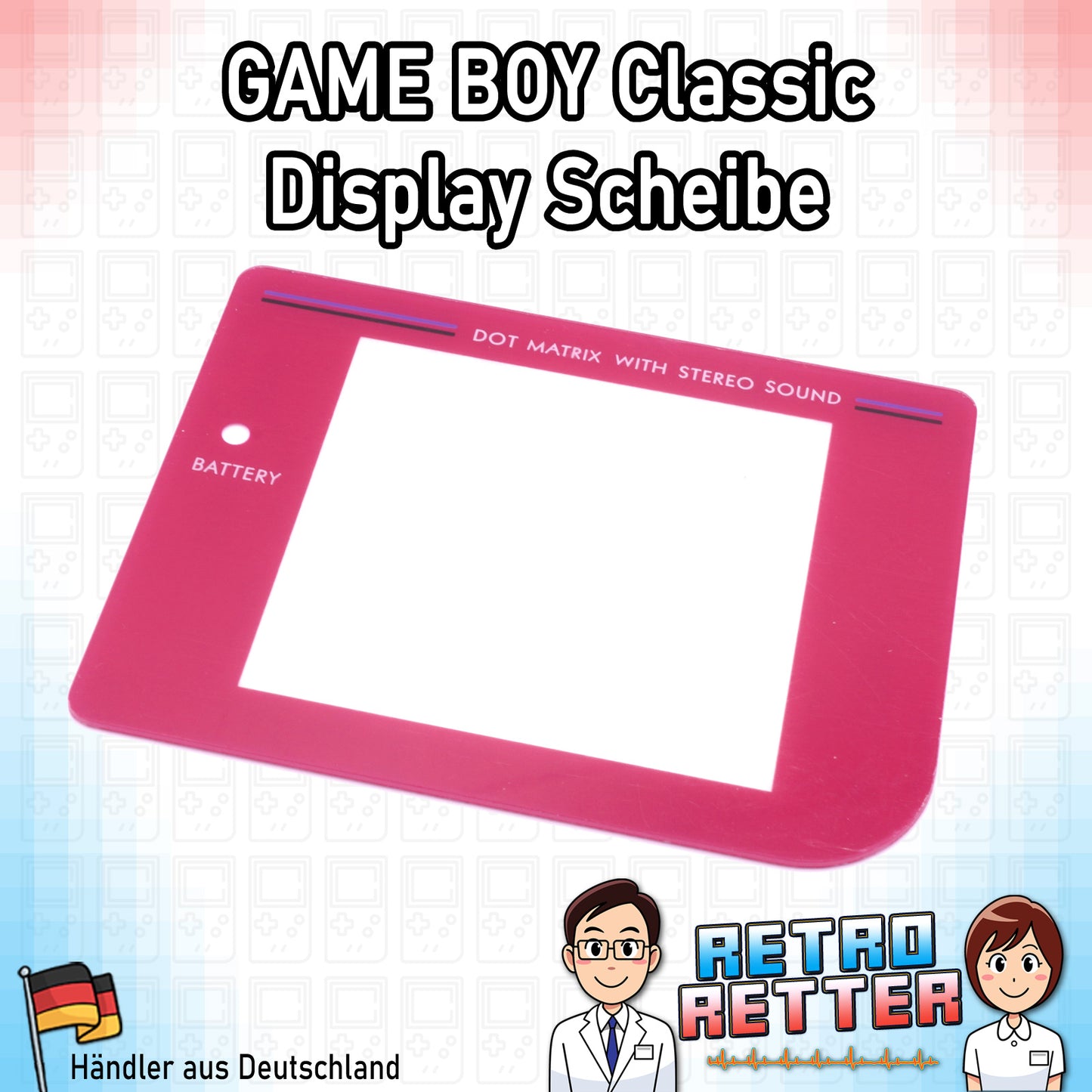 Ersatz Front Displayscheibe für den GAME BOY Classic - NEU, Alle Farben