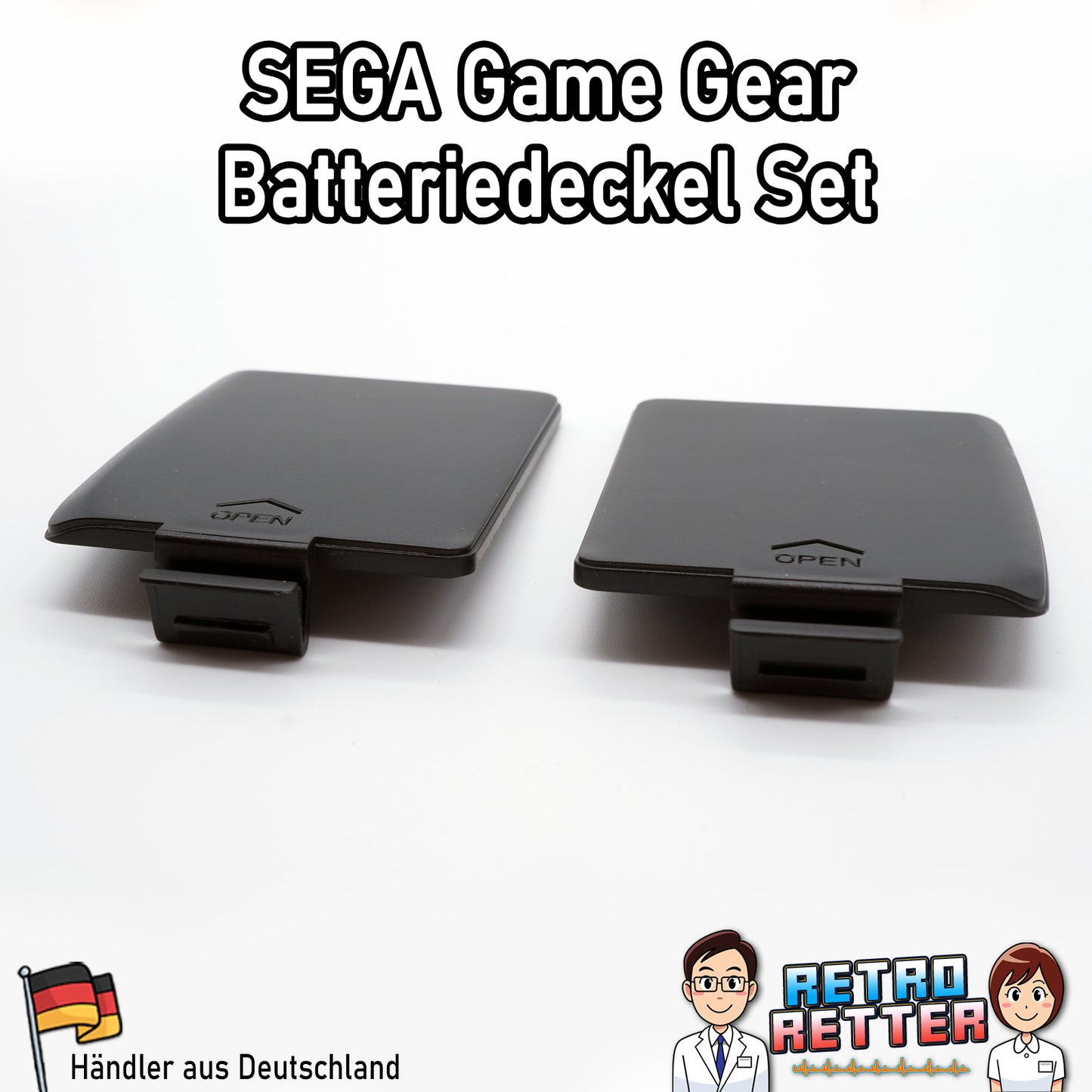 Batteriedeckel für Sega Game Gear - Schwarz - Links & Rechts -