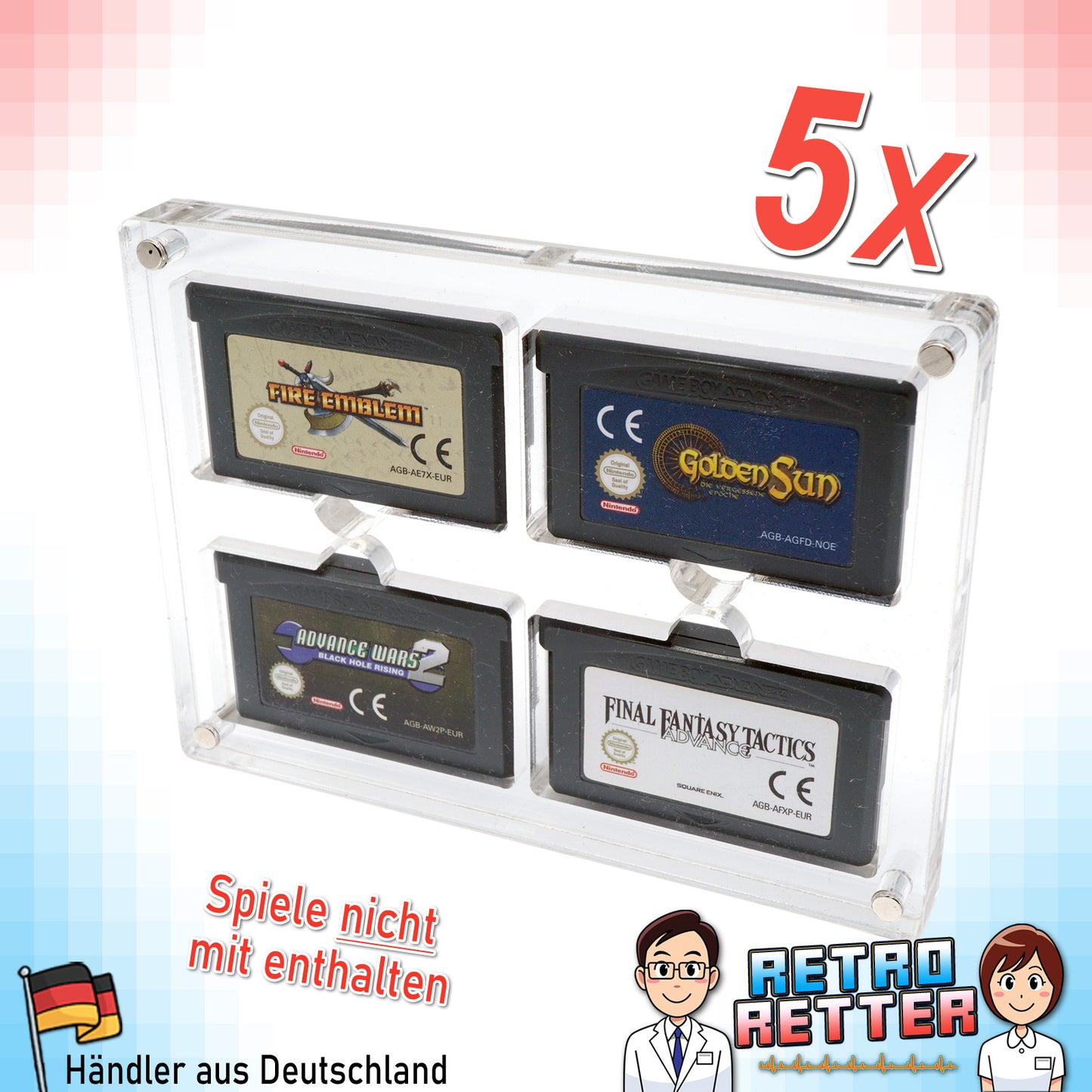 GBA Acryl Spiele Modul Case 4-Fach