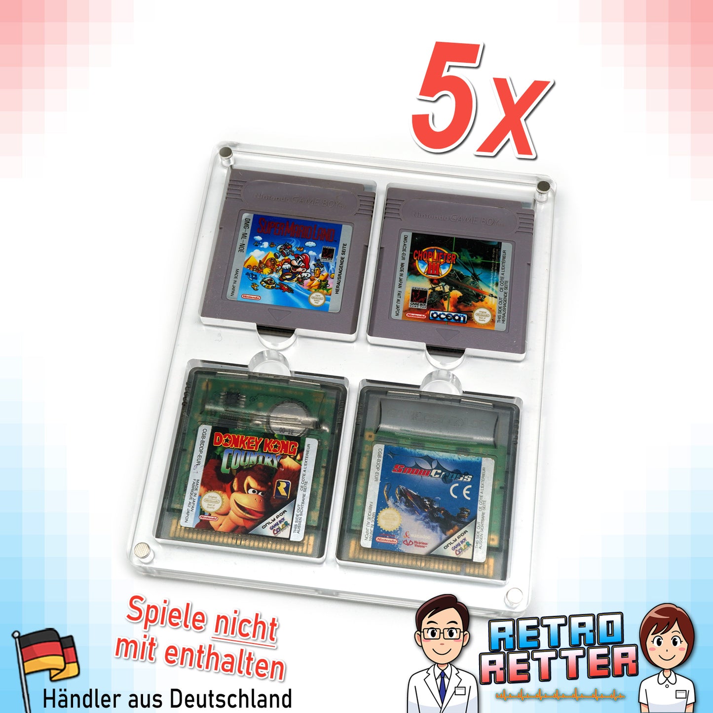 GAME BOY Acryl Spiele Modul Case 4-Fach
