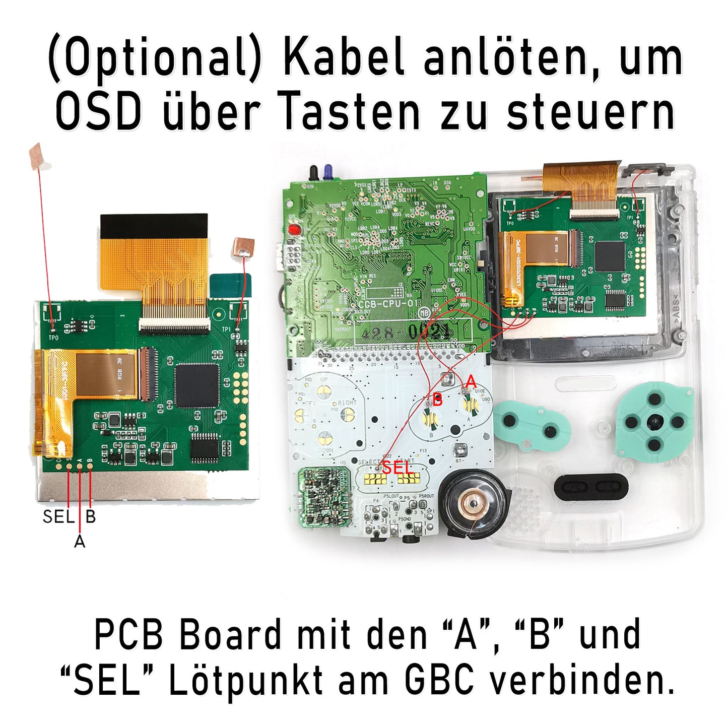 HISPEEDIDO GBC 2,45" Drop In IPS Display Set mit OSD für GameBoy Color