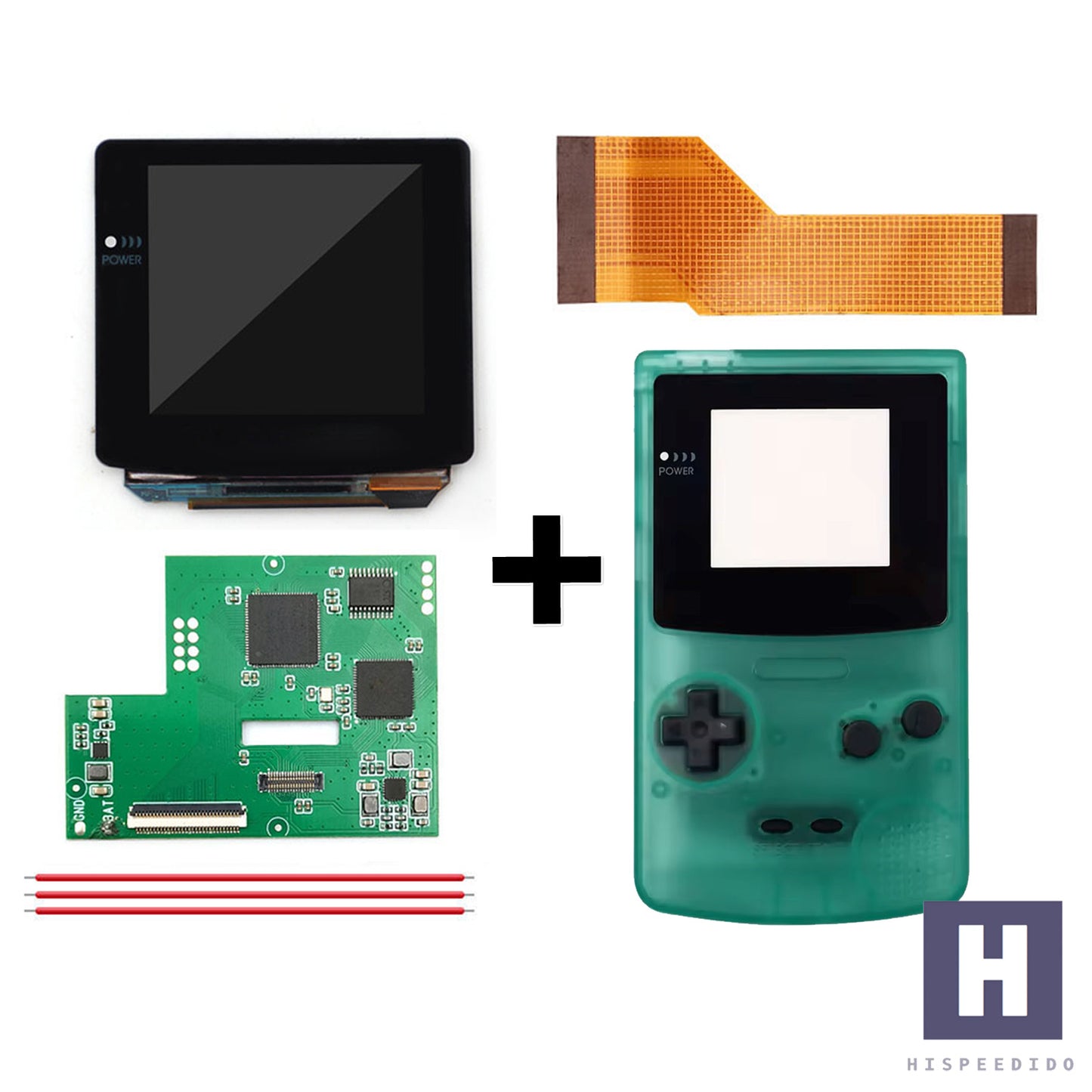 HISPEEDIDO GBC Q10 Amoled Display Set mit Gehäuse GAME BOY Color