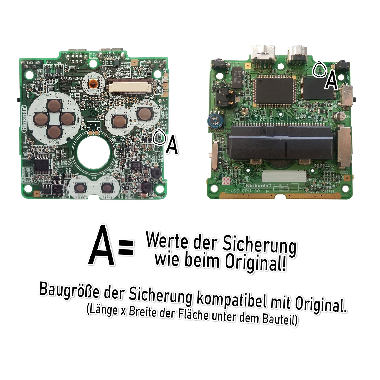 Sicherung für GAME BOY Advance SP Platine
