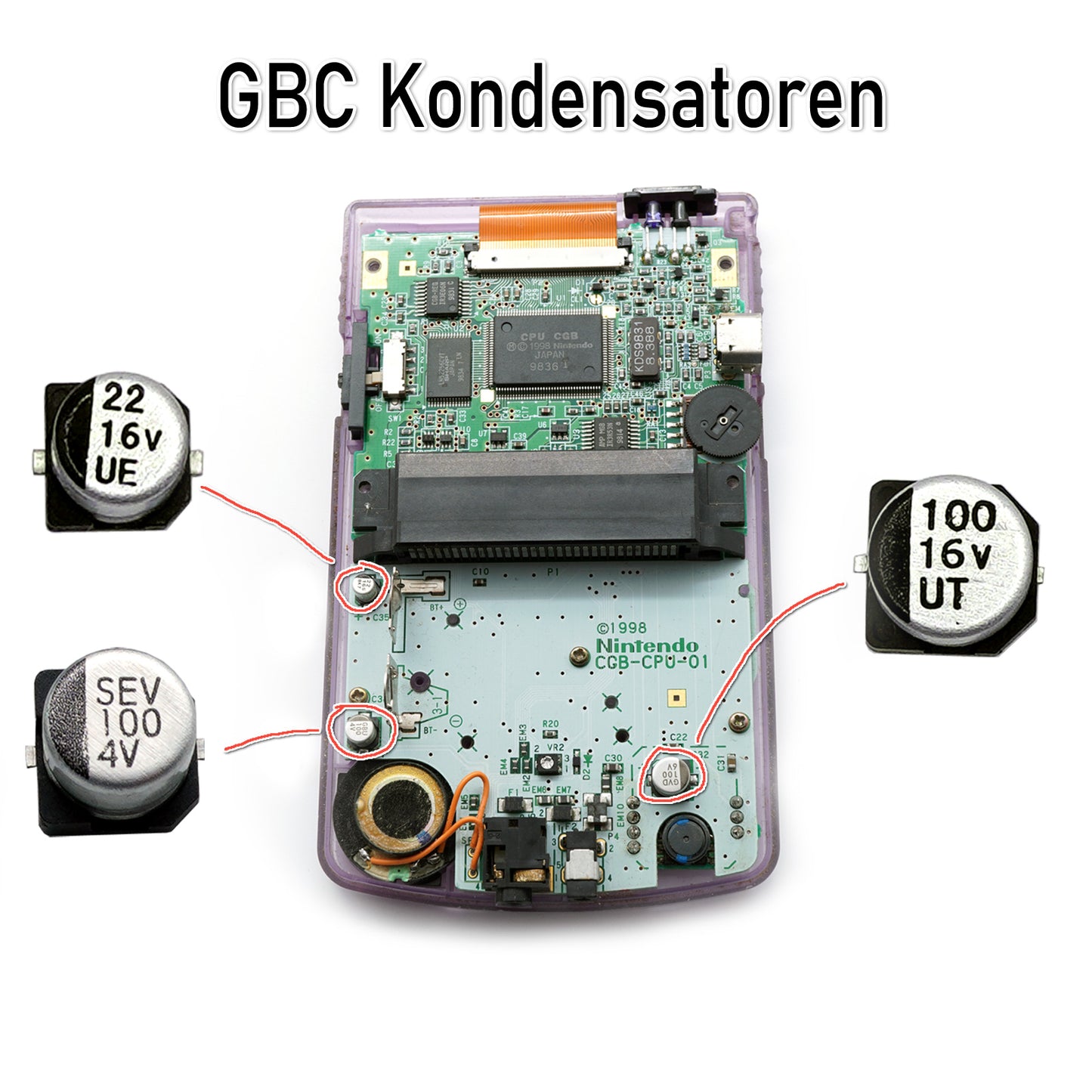 #ReCapKing Kondensatoren Set für GAME BOY Color Platine