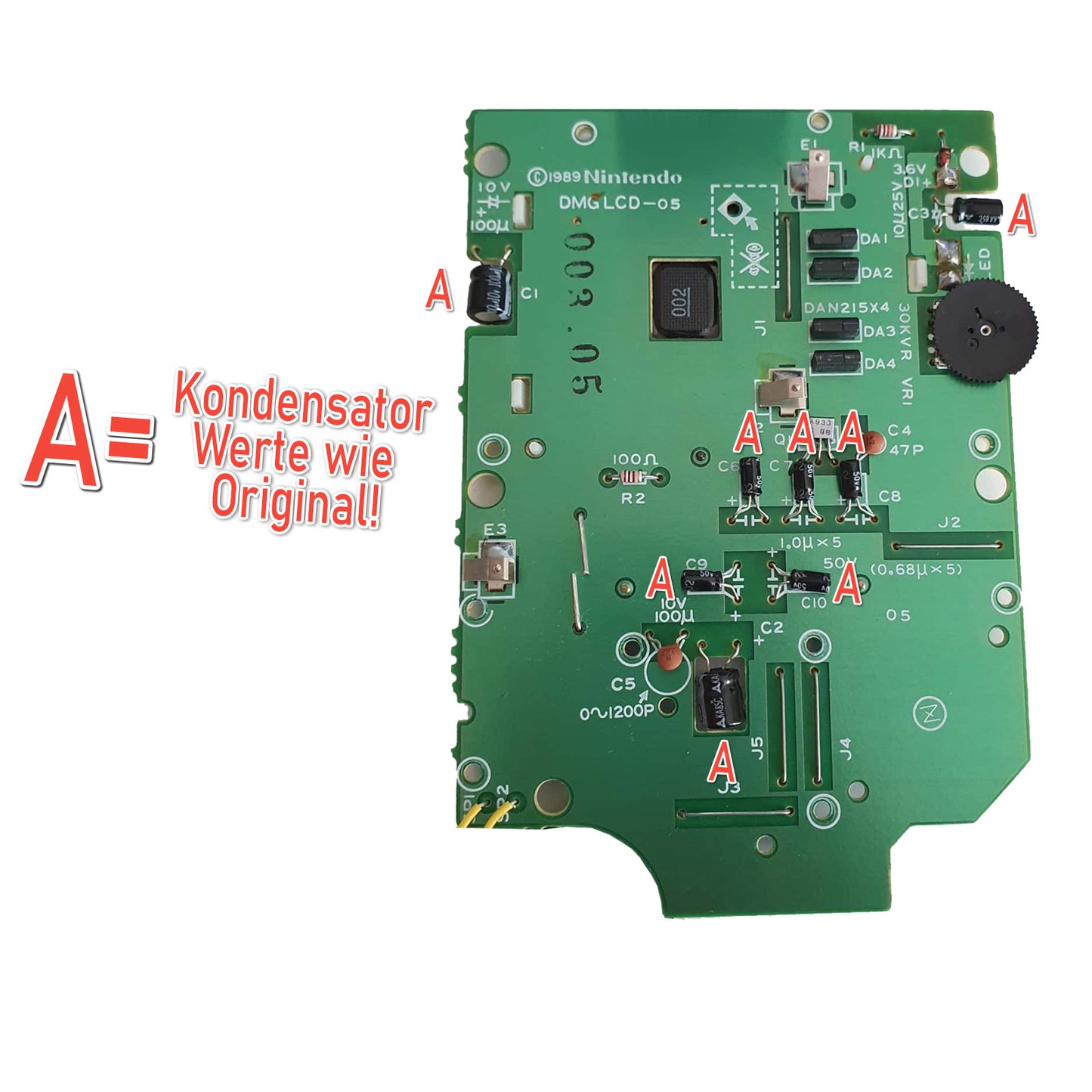 #ReCapKing Kondensatoren für GAME BOY Classic Platine