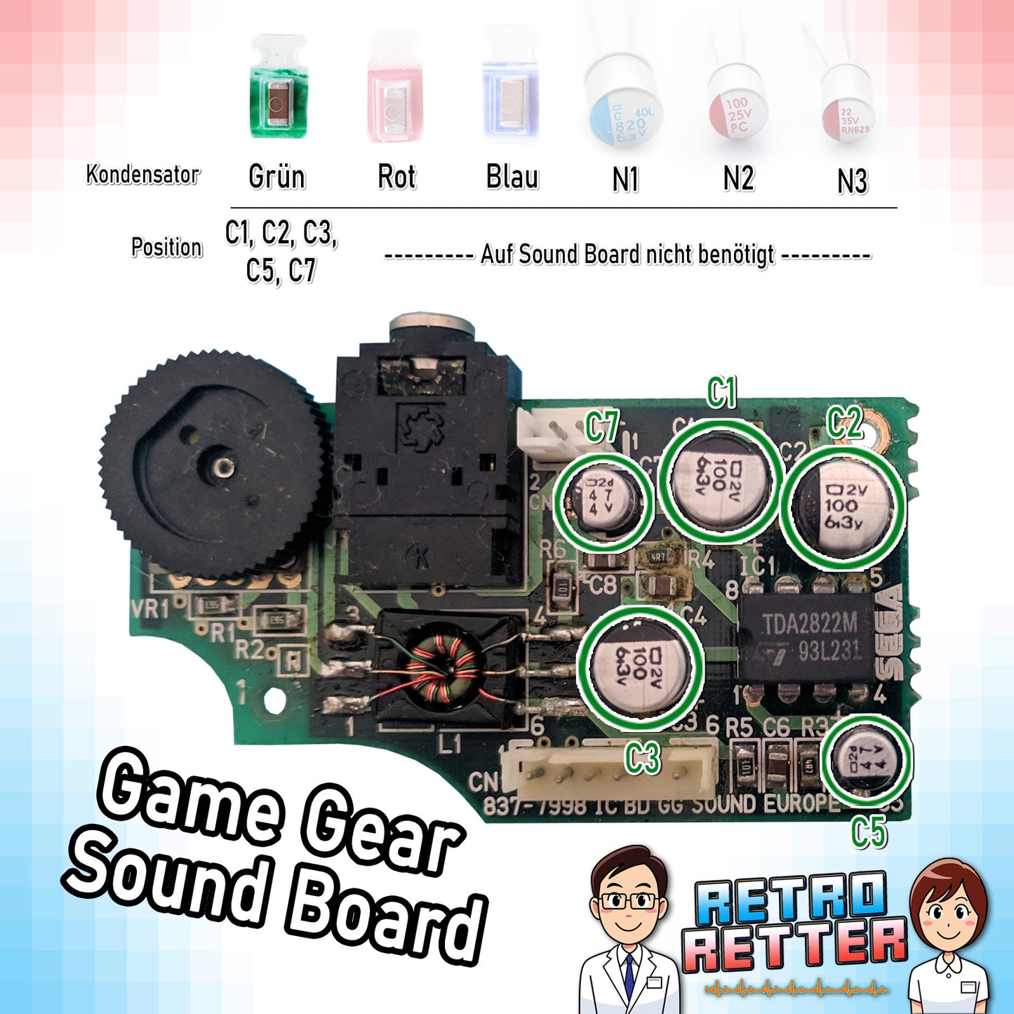 #ReCapKing Easy Fix Keramik-Kondensatoren - Sega Game Gear Komplett Set -