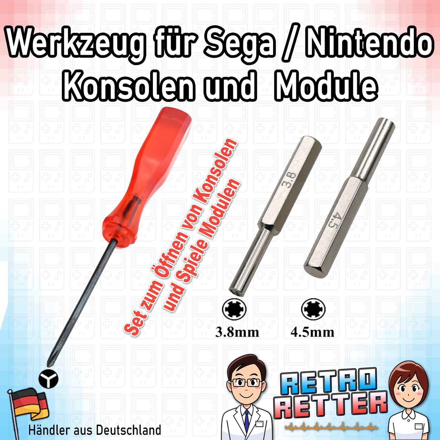 Y-Triwing Schraubenzieher + 3,8 / 4,5 mm Sicherheitsschrauben Bit Set für Konsolen und Module -NEU