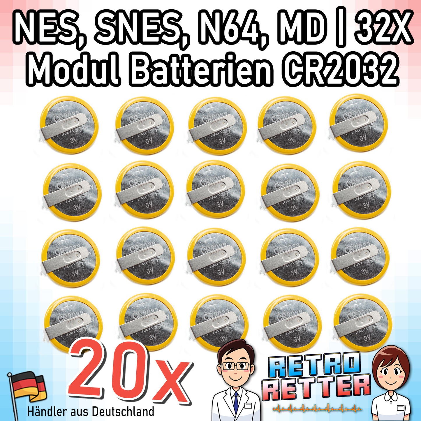 CR2032 Spielstand Batterien für Nintendo & Sega Module - N64 | NES | SNES | Mega Drive -