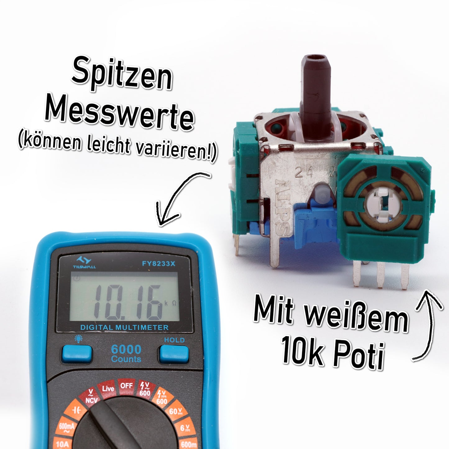 Original ALPS Analog-Stick für PS4 Controller - mit 10k Potentiometer in weiß -