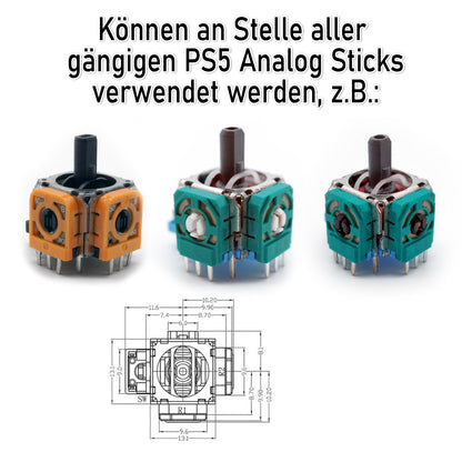 2x Hall Effect V3 Magnet Analog-Stick für PS5 Controller - Behebt Stick Drift dauerhaft dank Magnet Sensor -