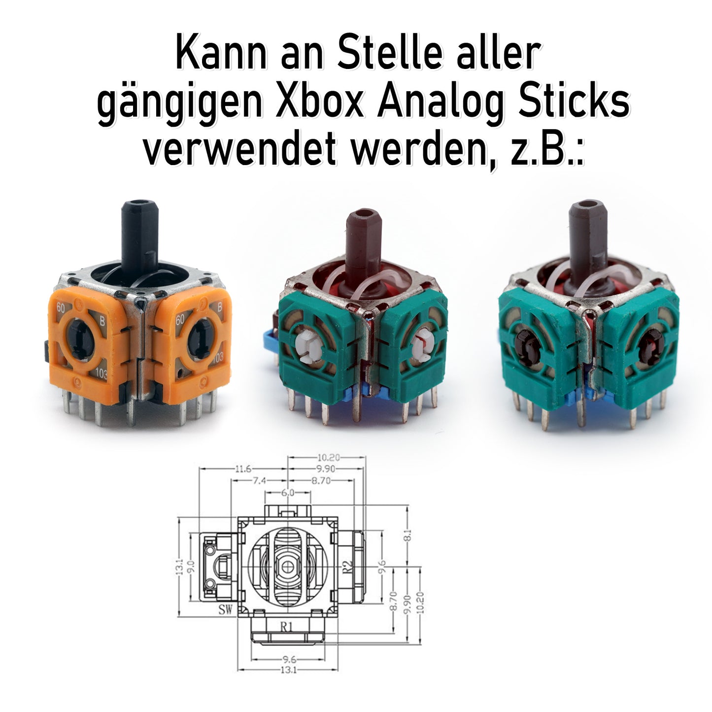 2x Hall Effect V3 Magnet Analog-Stick für Xbox Series X/S Controller - Behebt Stick Drift dauerhaft dank Magnet Sensor -