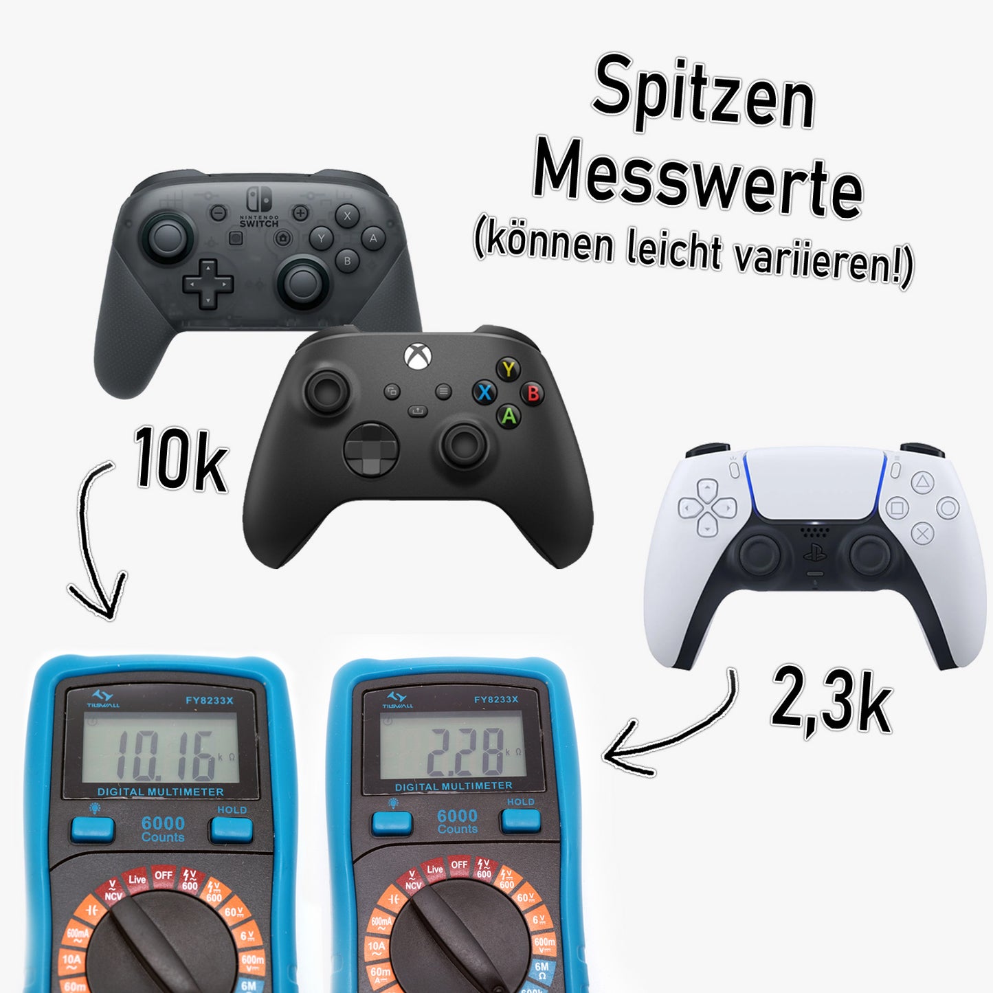 Analog-Sticks und Thumbstick Caps für - PS5, Xbox Series S / X, Switch Pro Controller -