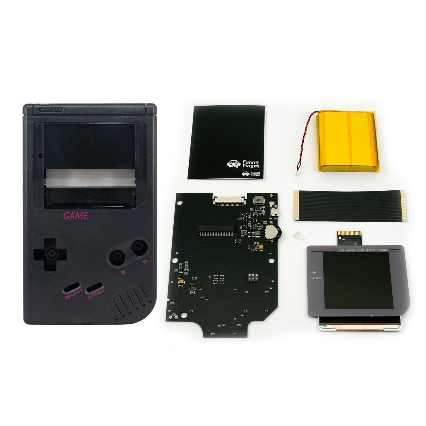 FunnyPlaying Q5 IPS Set für GameBoy Classic mit Gehäuse, Akku und USB-C Anschluss