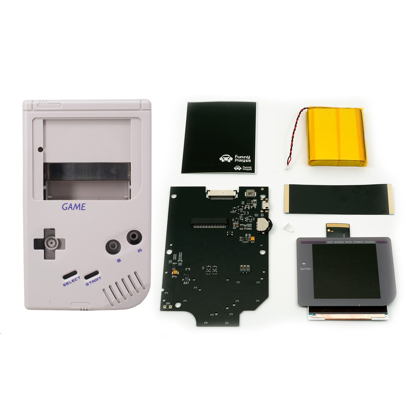 FunnyPlaying Q5 IPS Set für GameBoy Classic mit Gehäuse, Akku und USB-C Anschluss