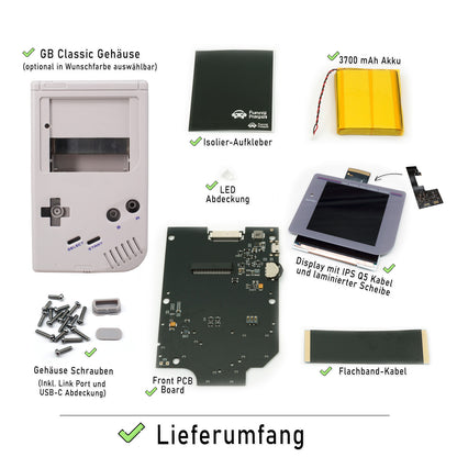 FunnyPlaying Q5 IPS Set für GameBoy Classic mit Gehäuse, Akku und USB-C Anschluss