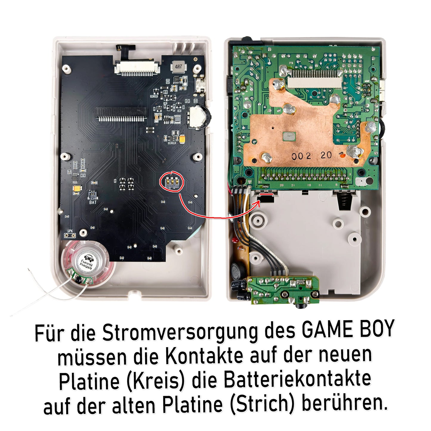 FunnyPlaying Q5 IPS Set für GameBoy Classic mit Gehäuse, Akku und USB-C Anschluss