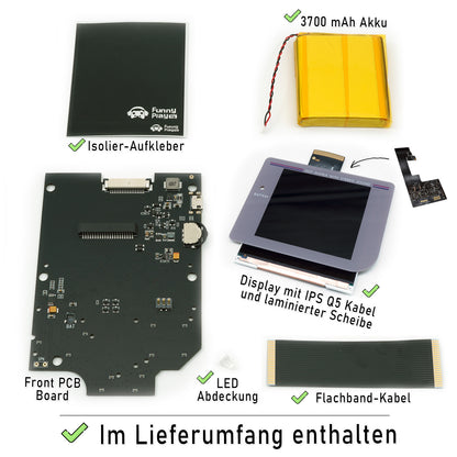 FunnyPlaying Q5 IPS Set für GameBoy Classic mit Akku und USB-C Anschluss