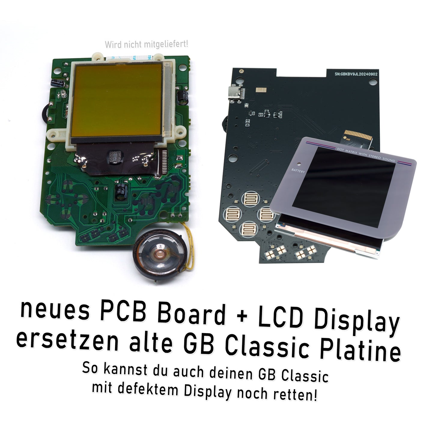 FunnyPlaying Q5 IPS Set für GameBoy Classic mit Akku und USB-C Anschluss