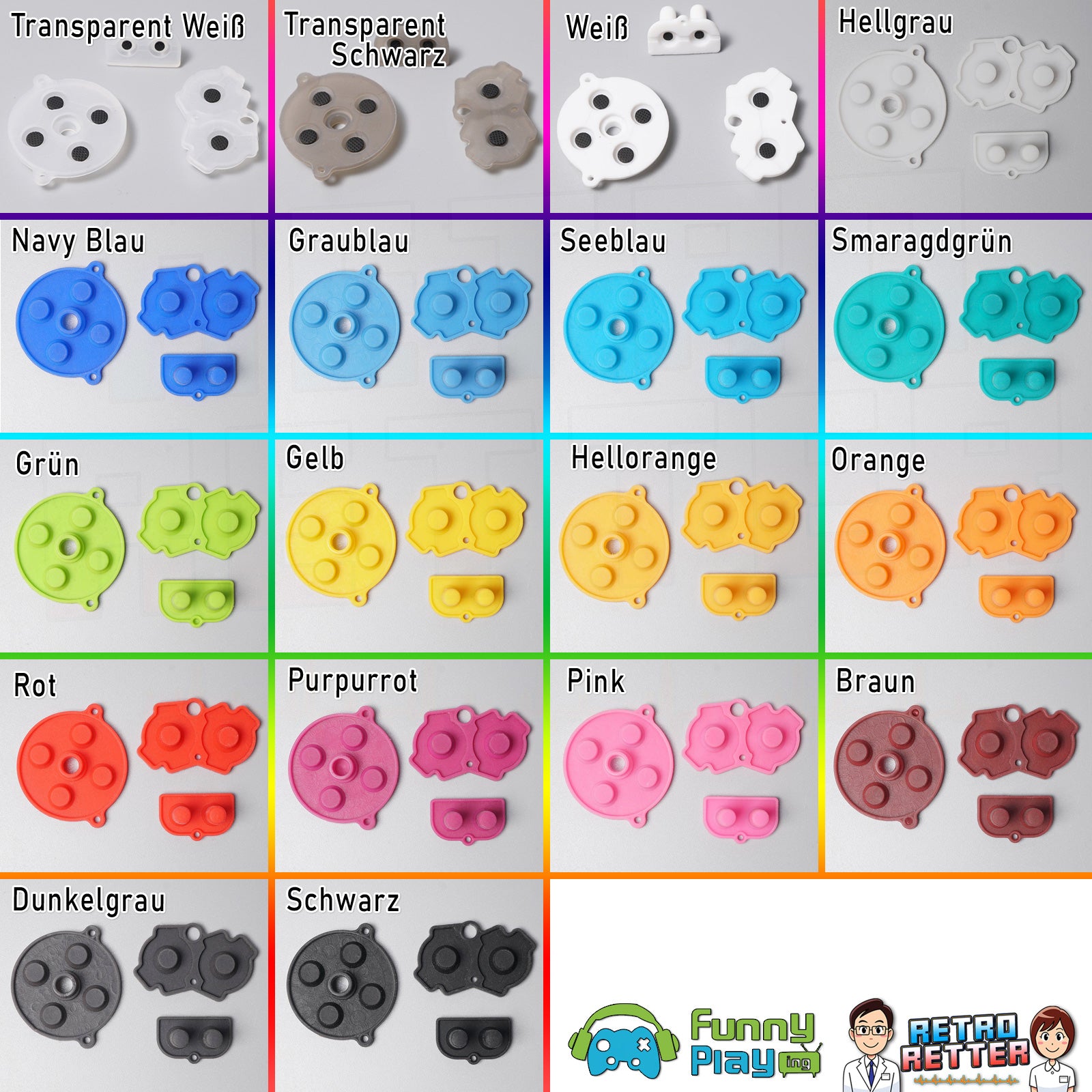 FunnyPlaying Silikon Kontakt Pads für GAME BOY Advance (GBA)