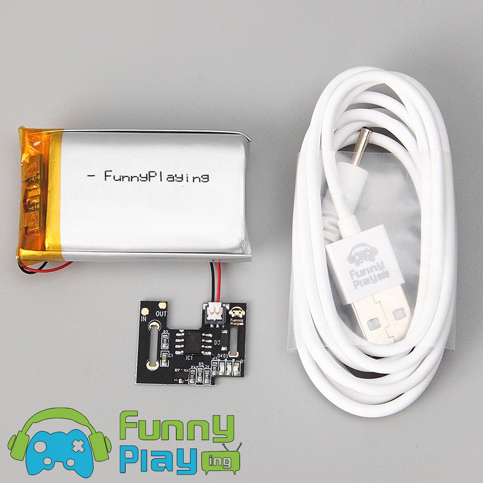 FunnyPlaying GBC Akku Mod mit USB-C Ladekabel 1800 mAh