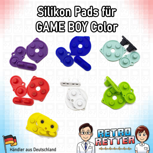 Set mit 3x Silikon Tastengummis für einen GAME BOY Color (GBC) - Farbe: Farbauswahl -
