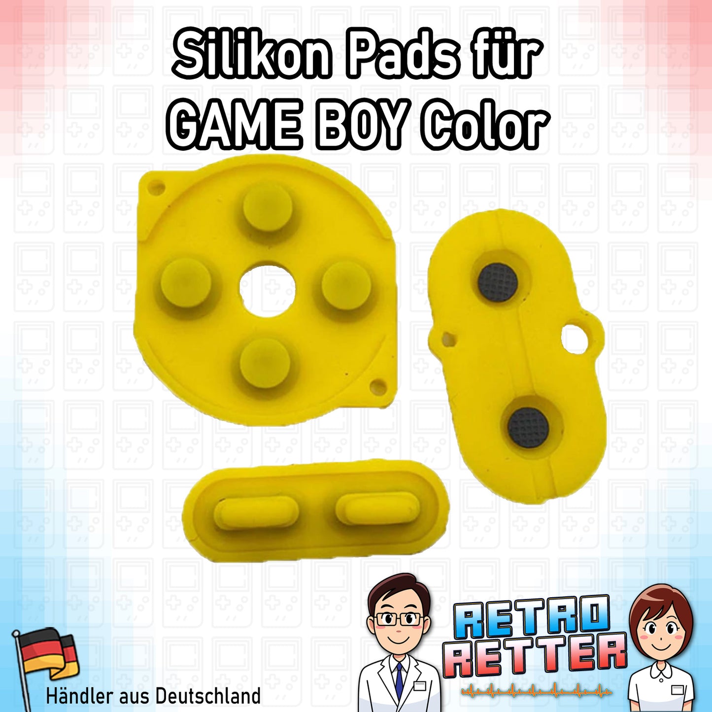 Set mit 3x Silikon Tastengummis für einen GAME BOY Color (GBC) - Farbe: Farbauswahl -