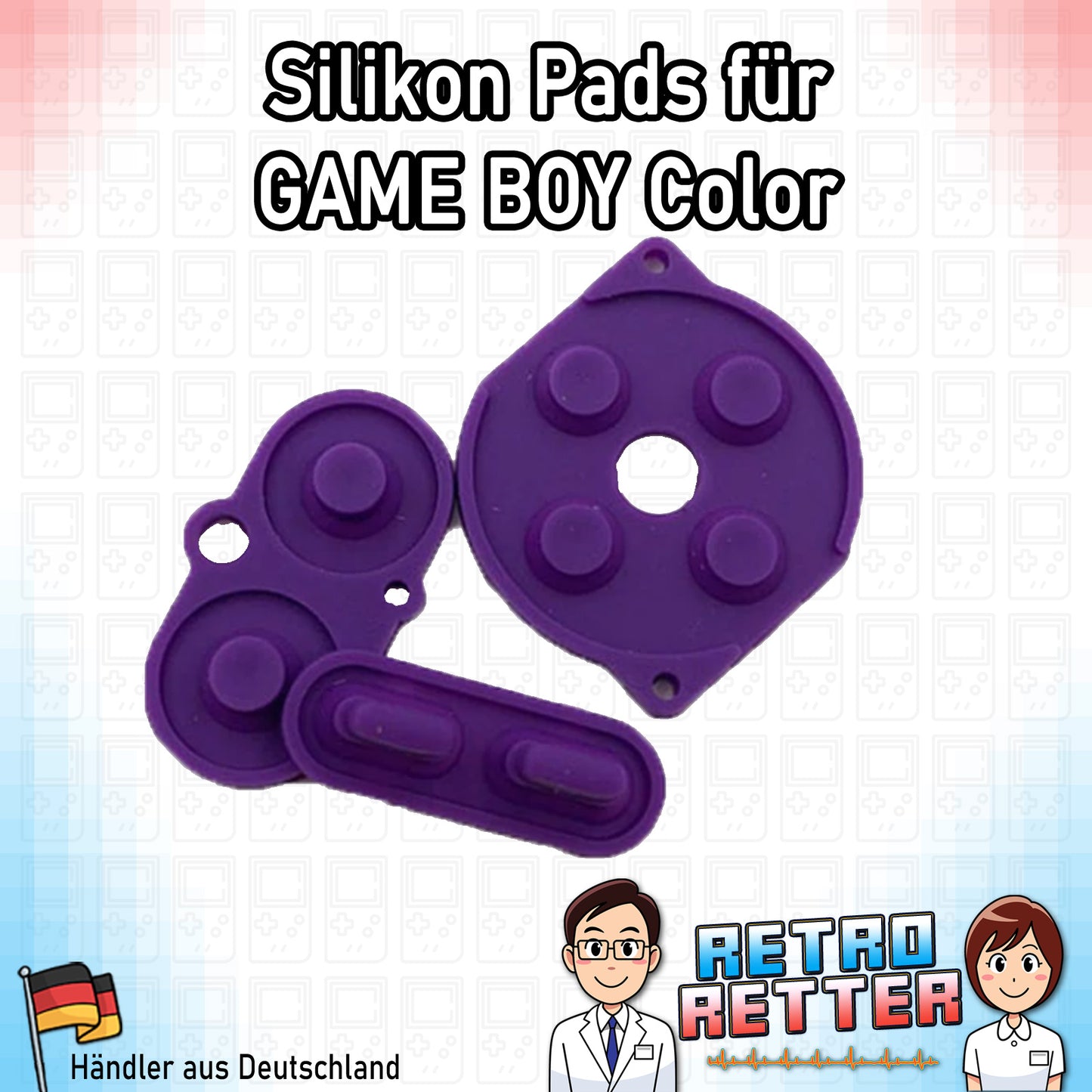 Set mit 3x Silikon Tastengummis für einen GAME BOY Color (GBC) - Farbe: Farbauswahl -