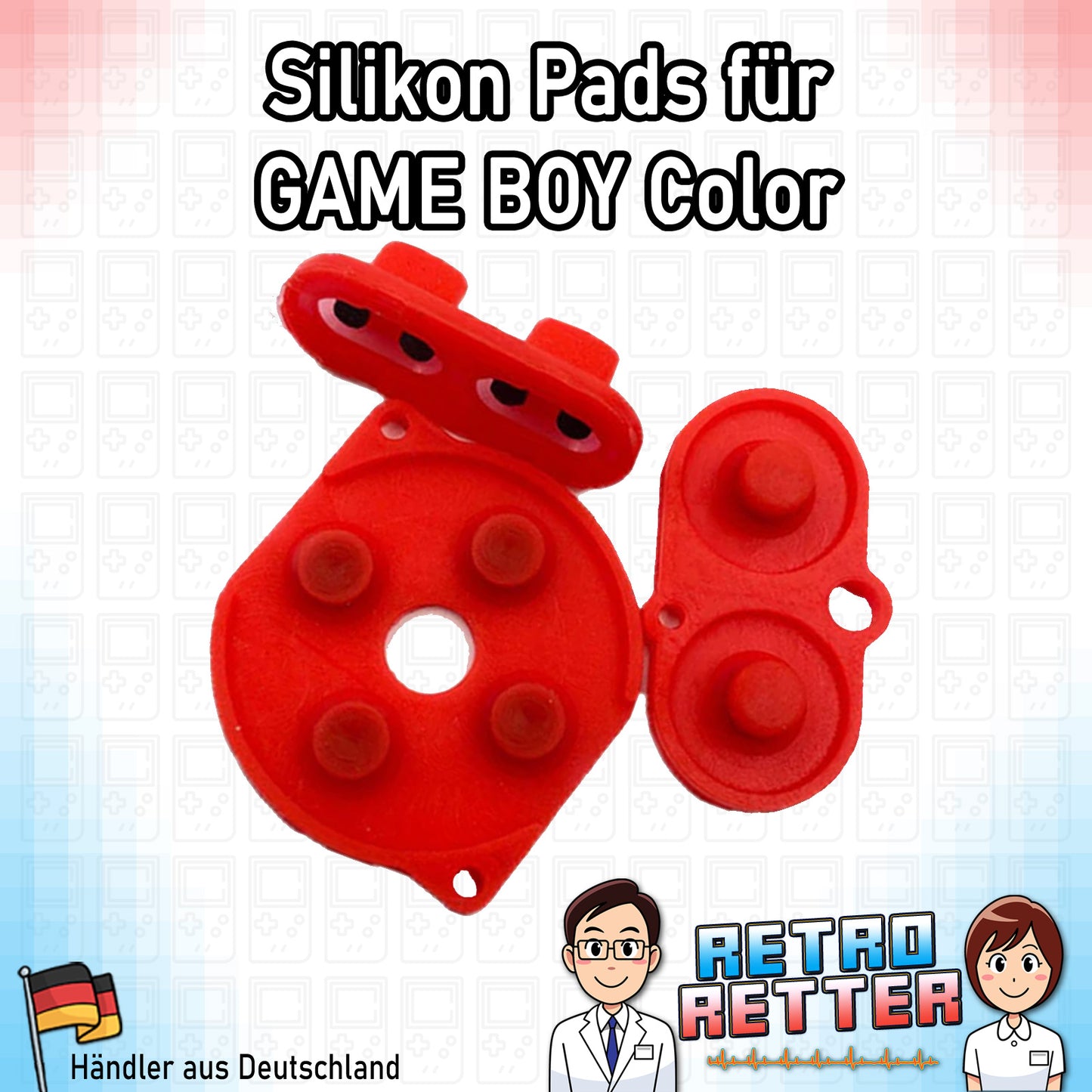 Set mit 3x Silikon Tastengummis für einen GAME BOY Color (GBC) - Farbe: Farbauswahl -