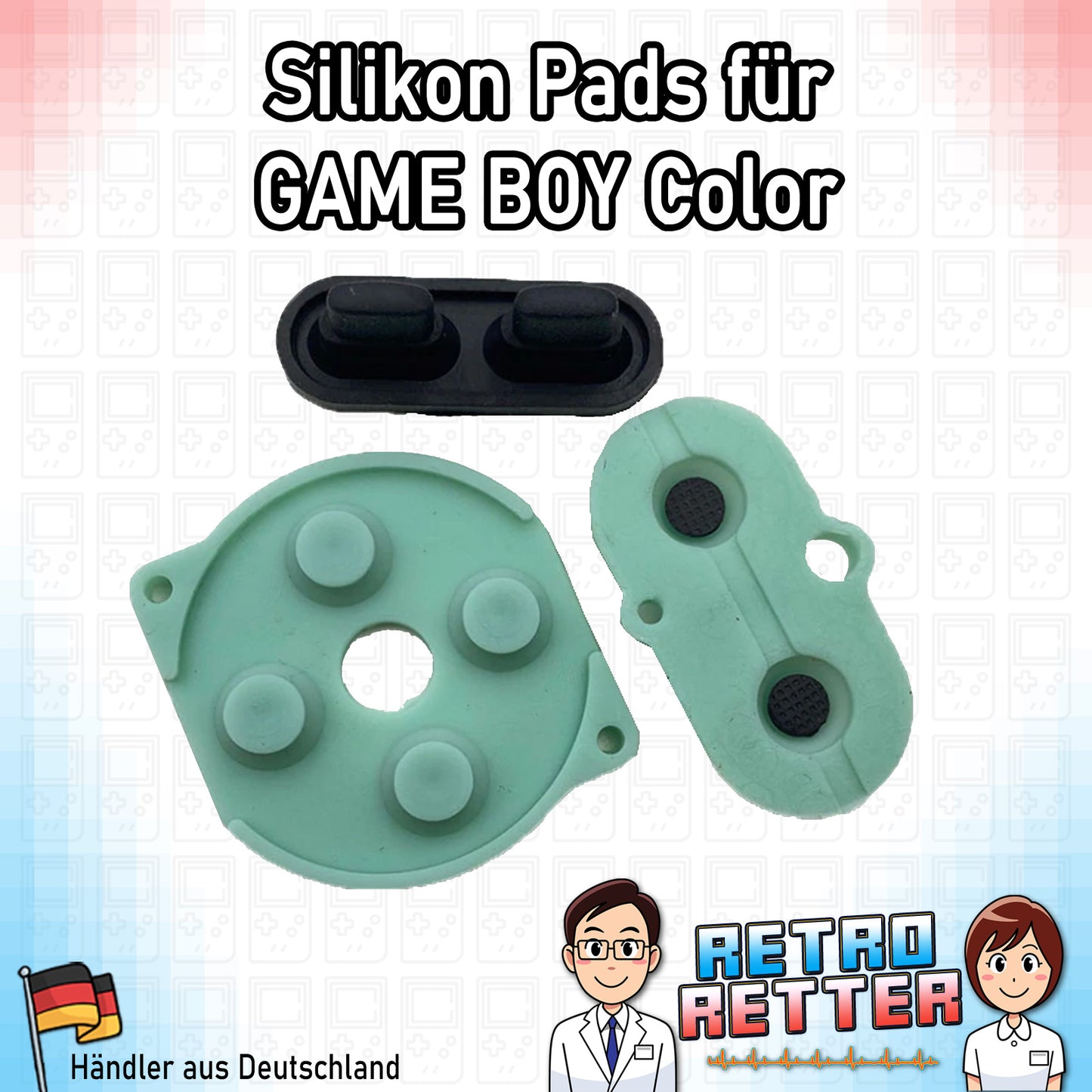 Set mit 3x Silikon Tastengummis für einen GAME BOY Color (GBC) - Farbe: Farbauswahl -