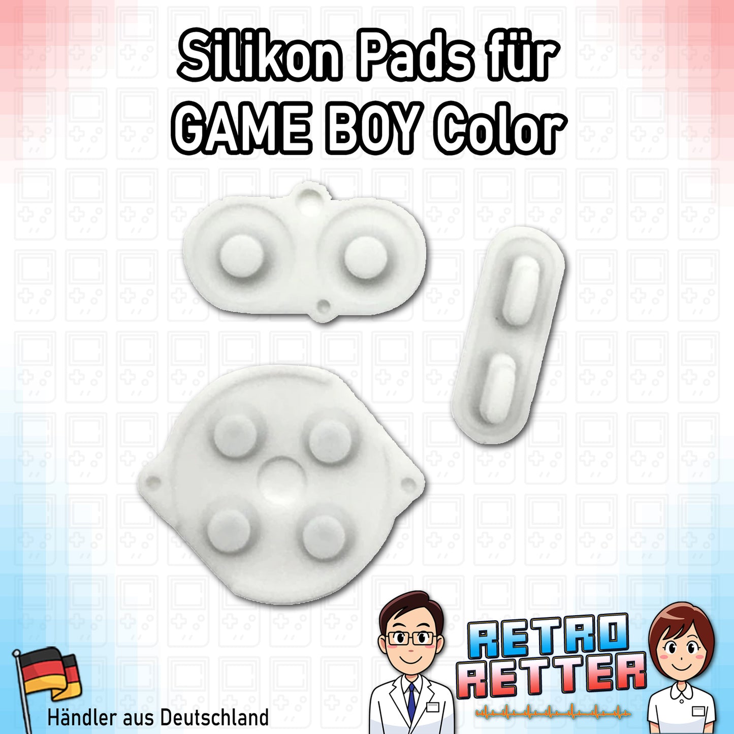 Set mit 3x Silikon Tastengummis für einen GAME BOY Color (GBC) - Farbe: Farbauswahl -