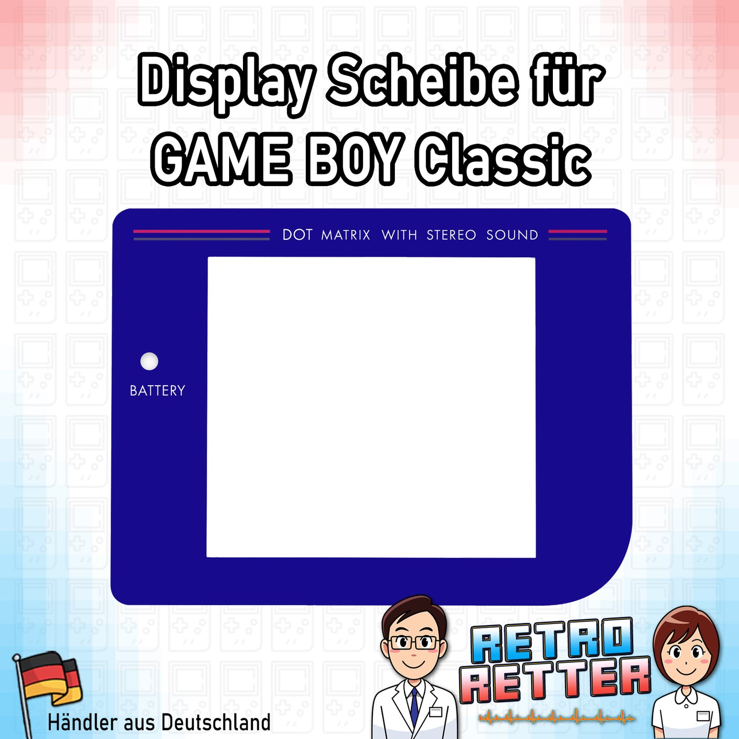 Ersatz Front Displayscheibe für den GAME BOY Classic - NEU, Alle Farben