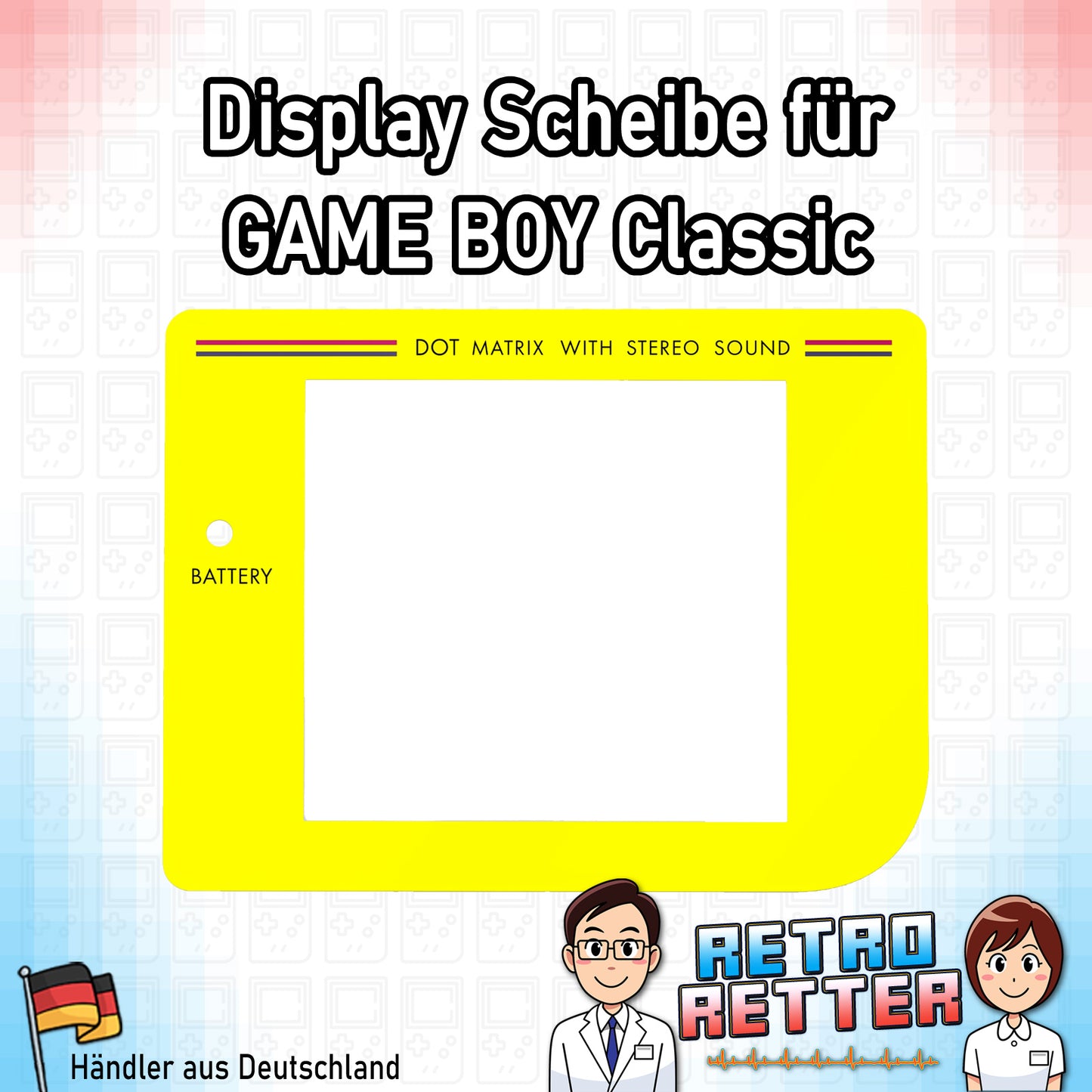 Ersatz Front Displayscheibe für den GAME BOY Classic - NEU, Alle Farben