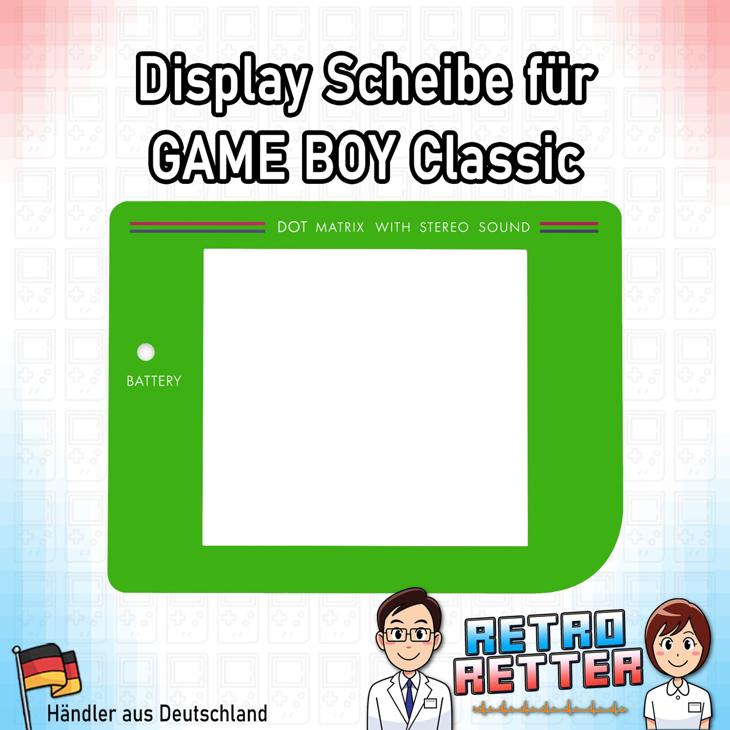 Ersatz Front Displayscheibe für den GAME BOY Classic - NEU, Alle Farben