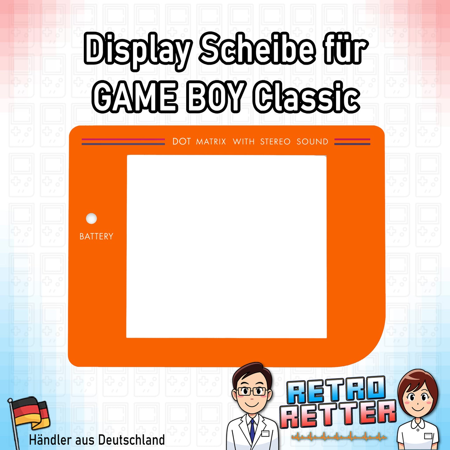 Ersatz Front Displayscheibe für den GAME BOY Classic - NEU, Alle Farben