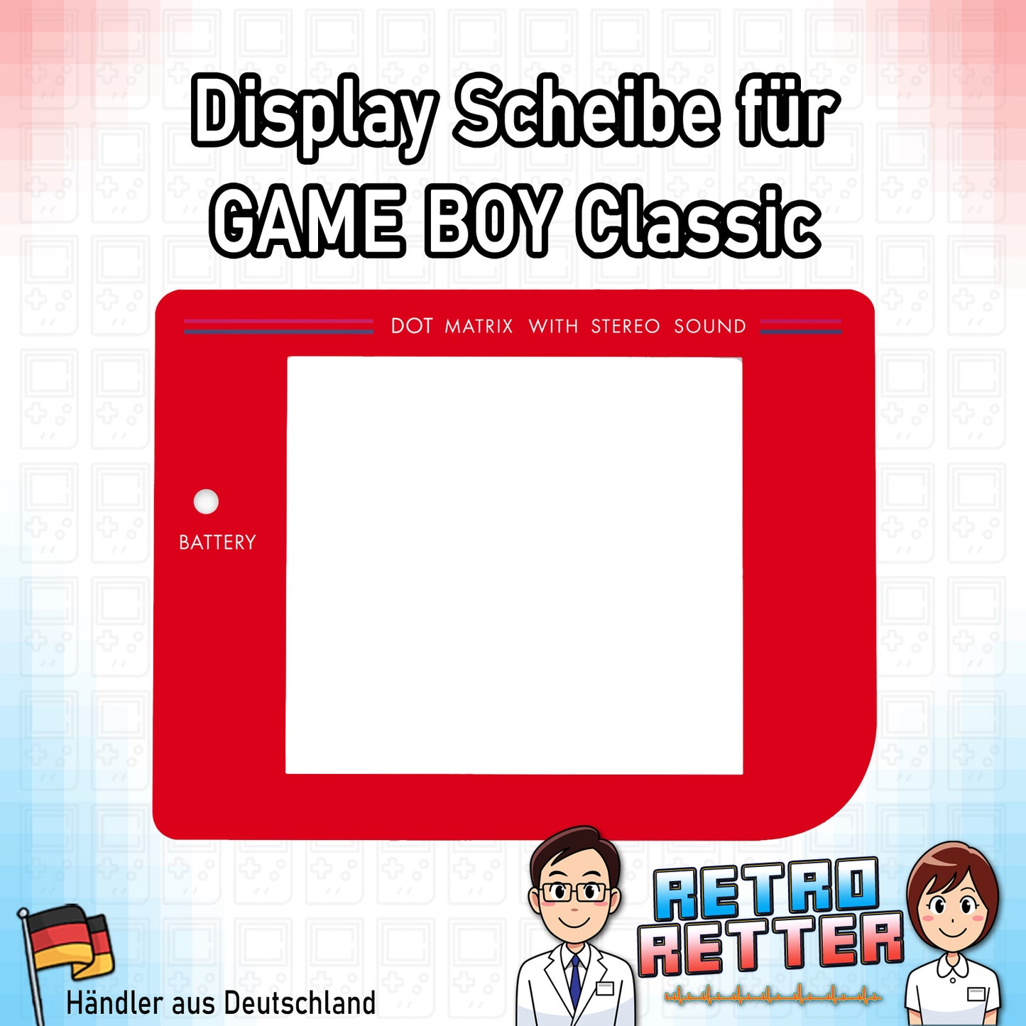 Ersatz Front Displayscheibe für den GAME BOY Classic - NEU, Alle Farben