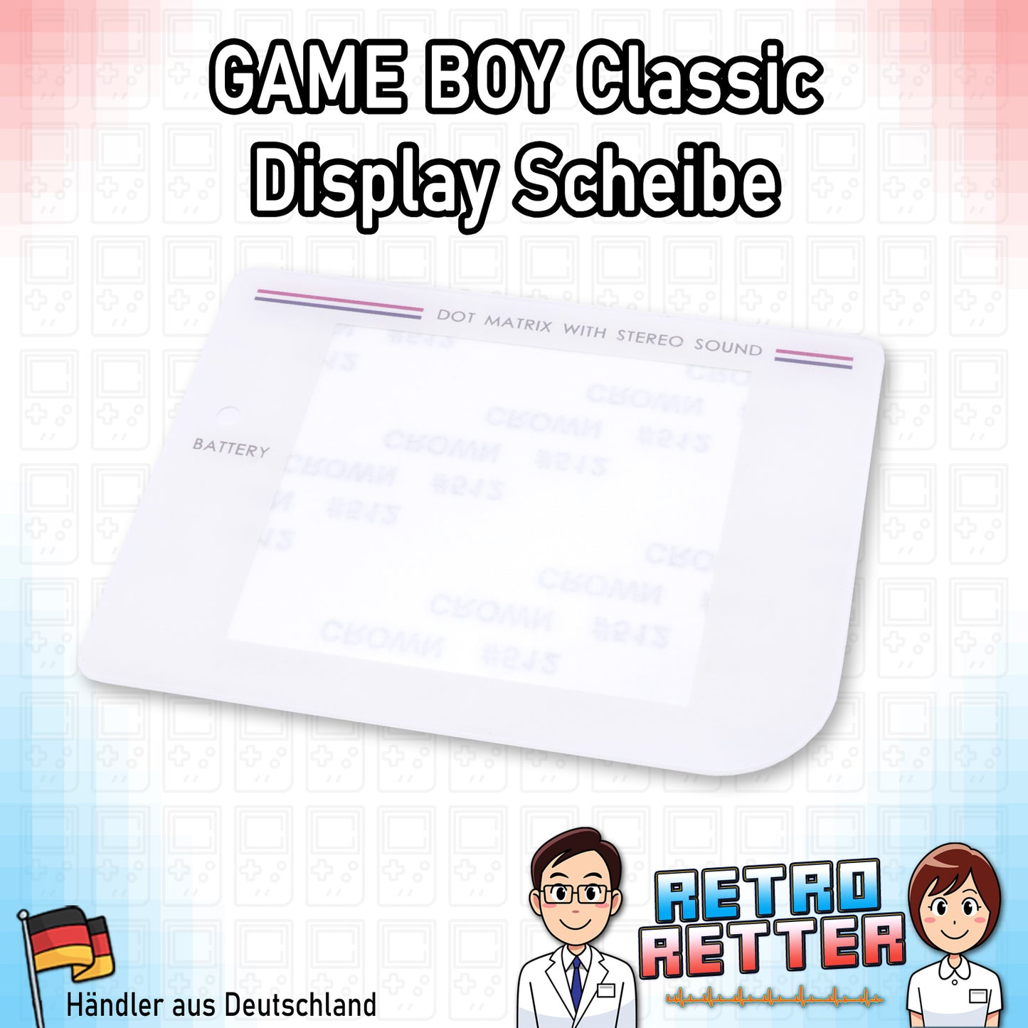 Ersatz Front Displayscheibe für den GAME BOY Classic - NEU, Alle Farben