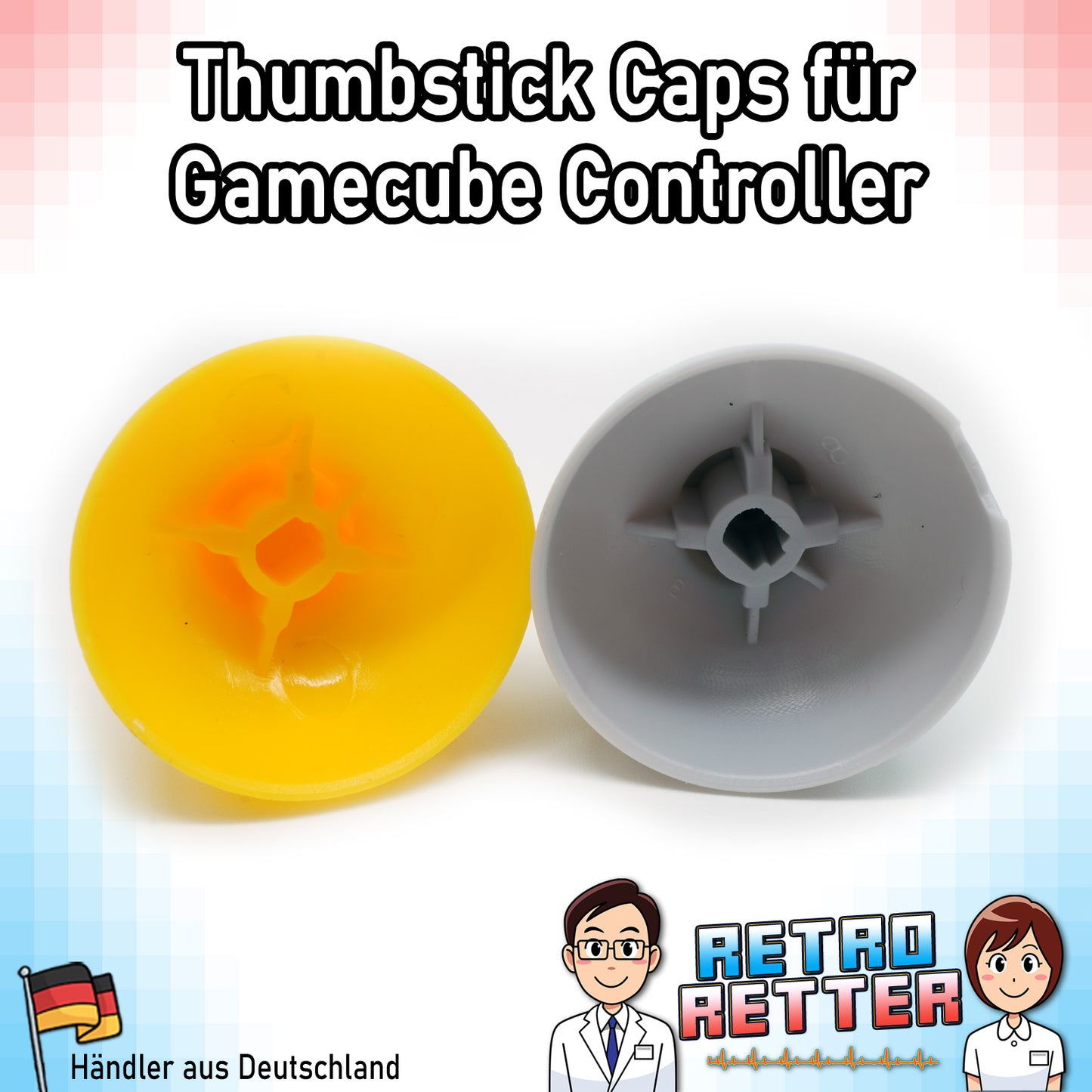 2x Thumbstick Kappen für GameCube Controller - 1x Grau + 1x Gelb -