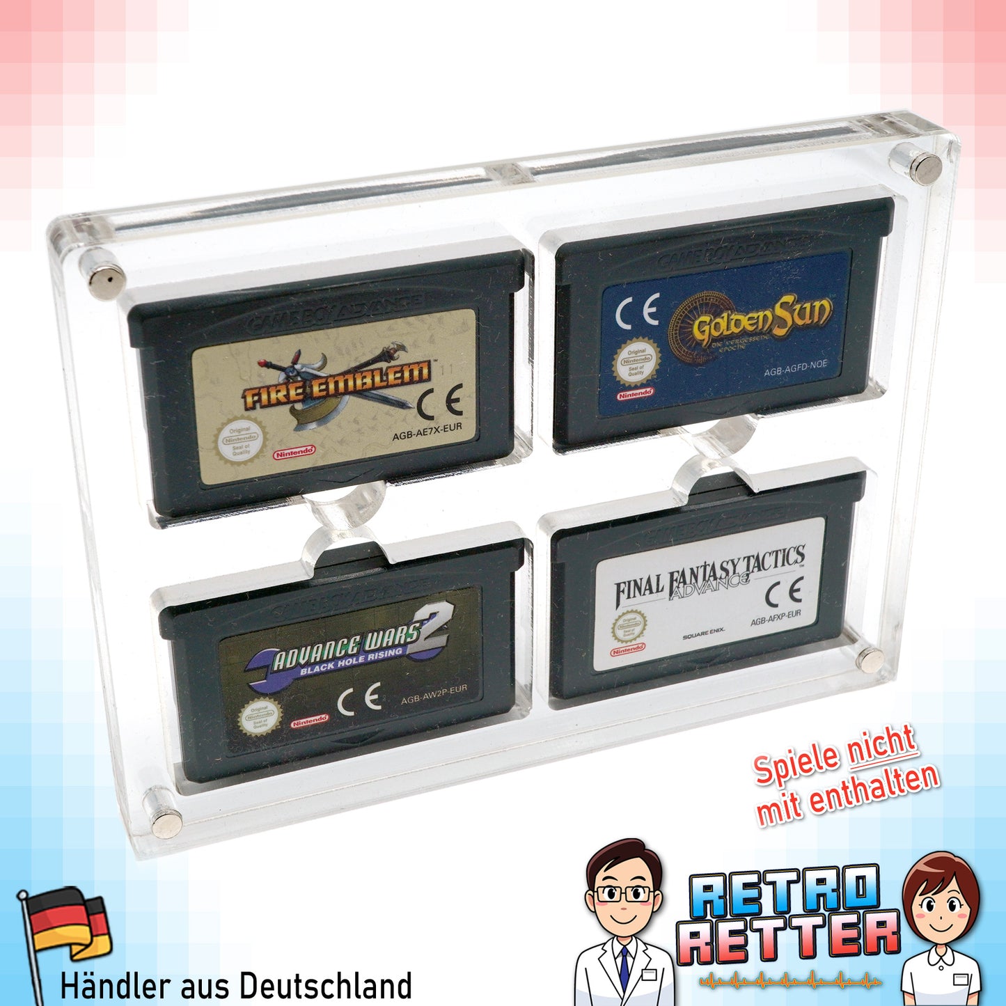 GBA Acryl Spiele Modul Case 4-Fach