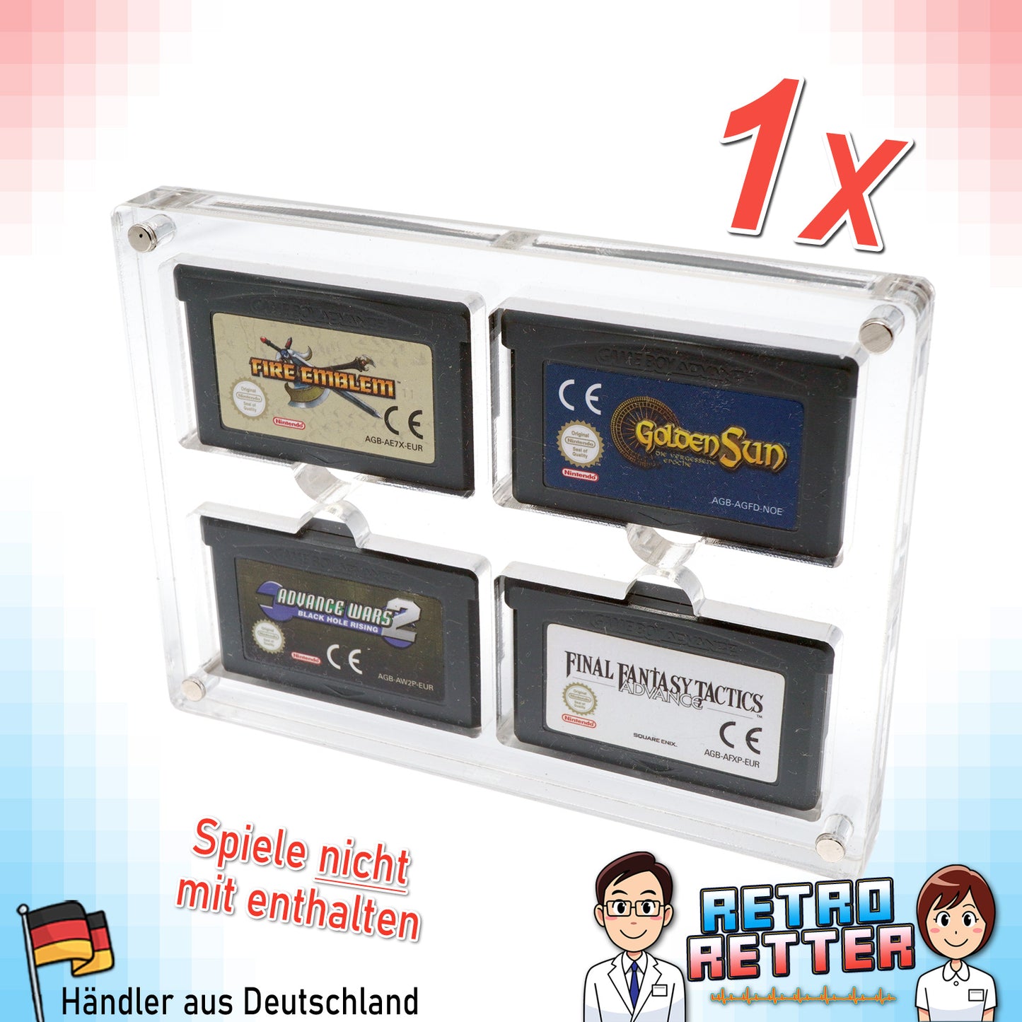 GBA Acryl Spiele Modul Case 4-Fach