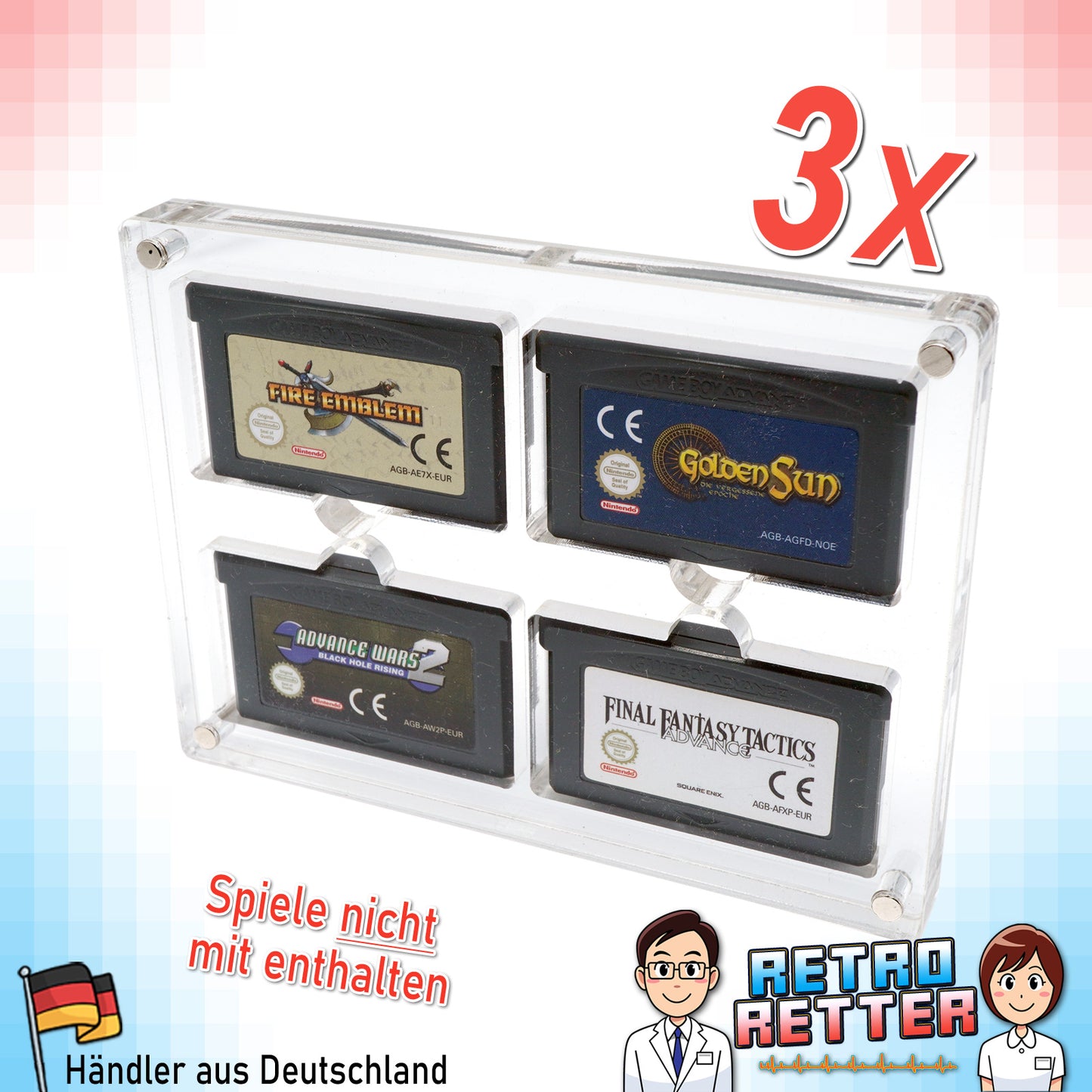 GBA Acryl Spiele Modul Case 4-Fach