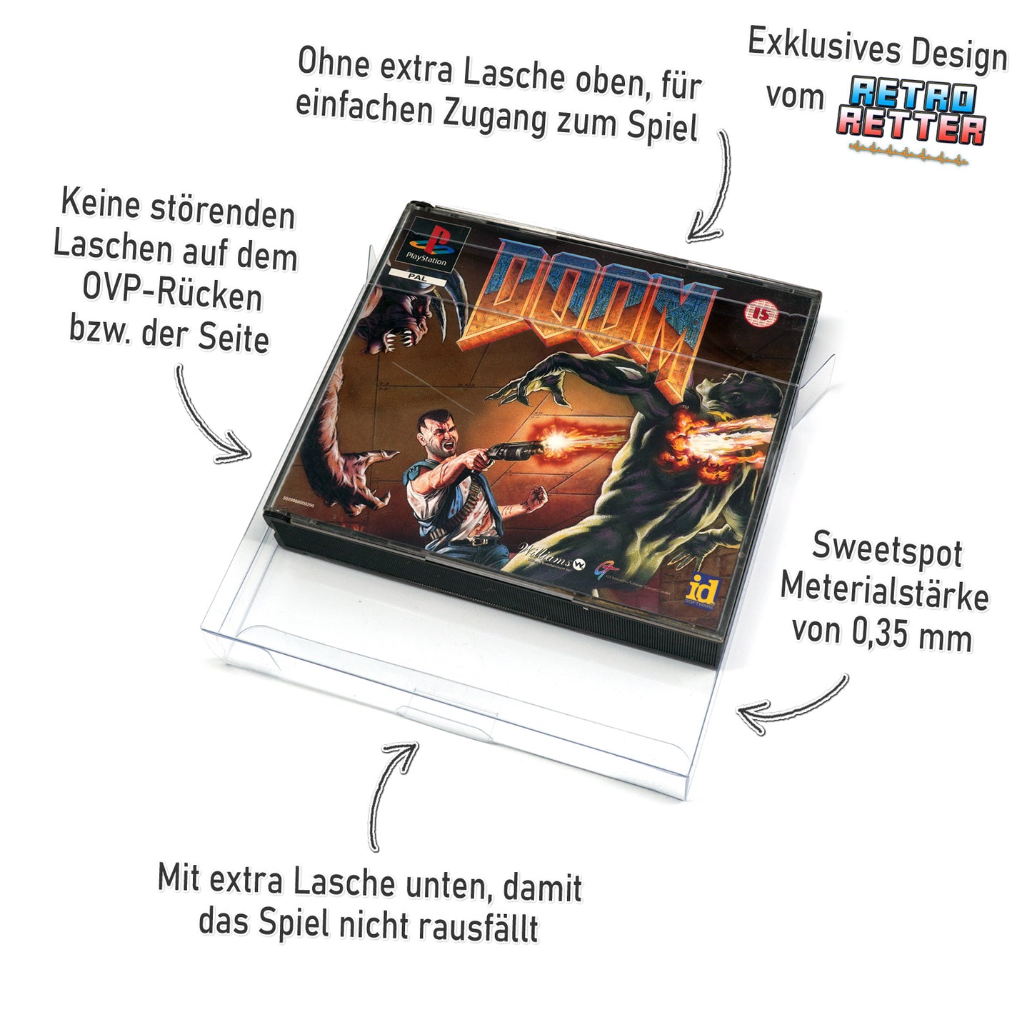 PS1 Doppel / Multi CD Spiele Schutzhüllen Exklusives RetroRetter V2 Design!