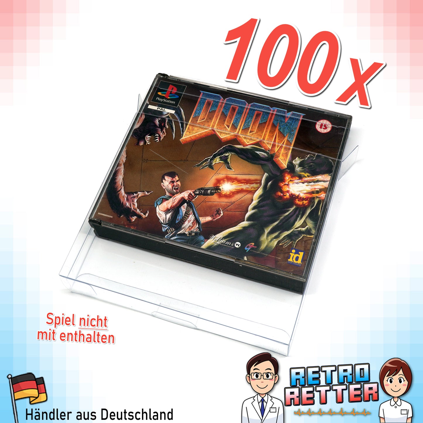 PS1 Doppel / Multi CD Spiele Schutzhüllen Exklusives RetroRetter V2 Design!