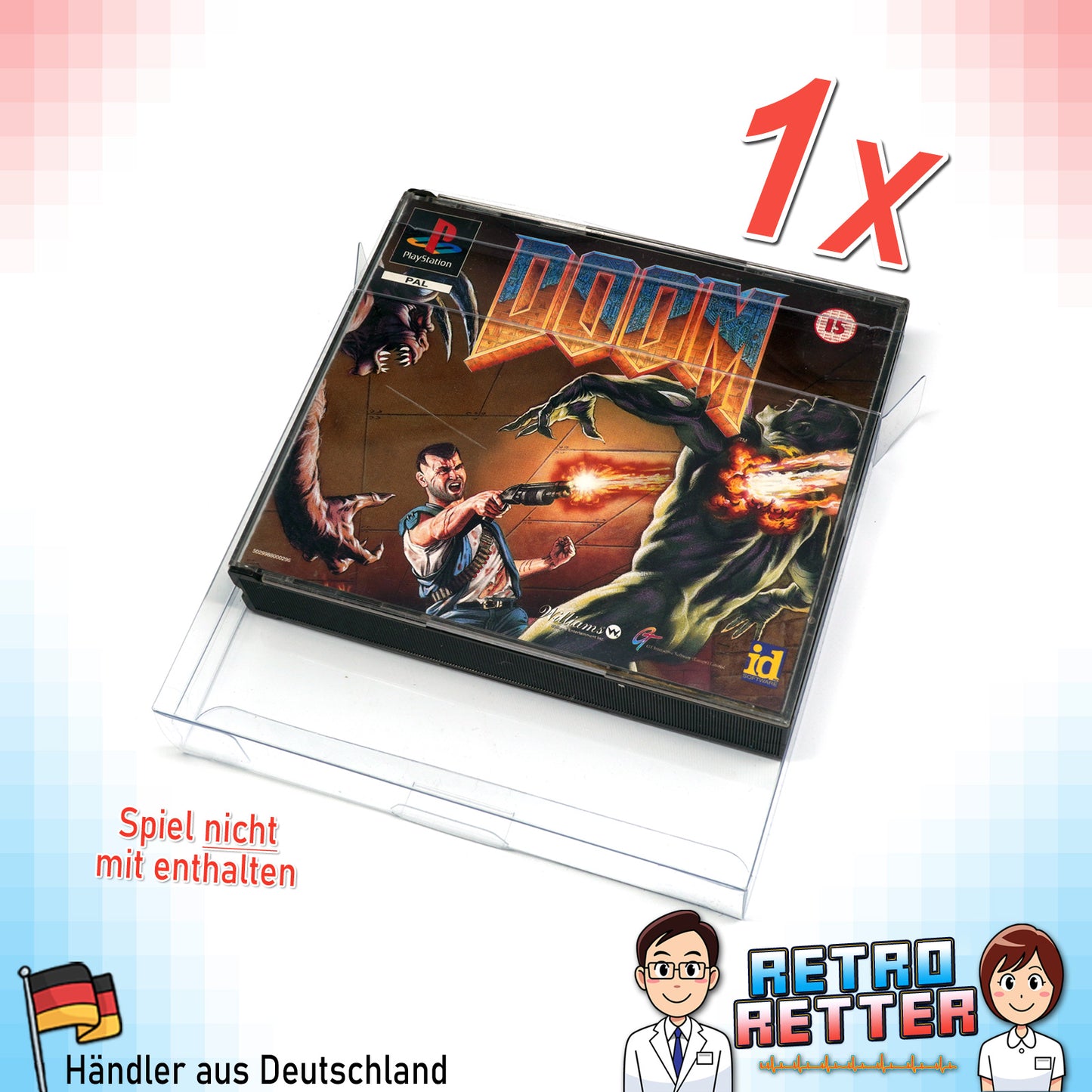 PS1 Doppel / Multi CD Spiele Schutzhüllen Exklusives RetroRetter V2 Design!