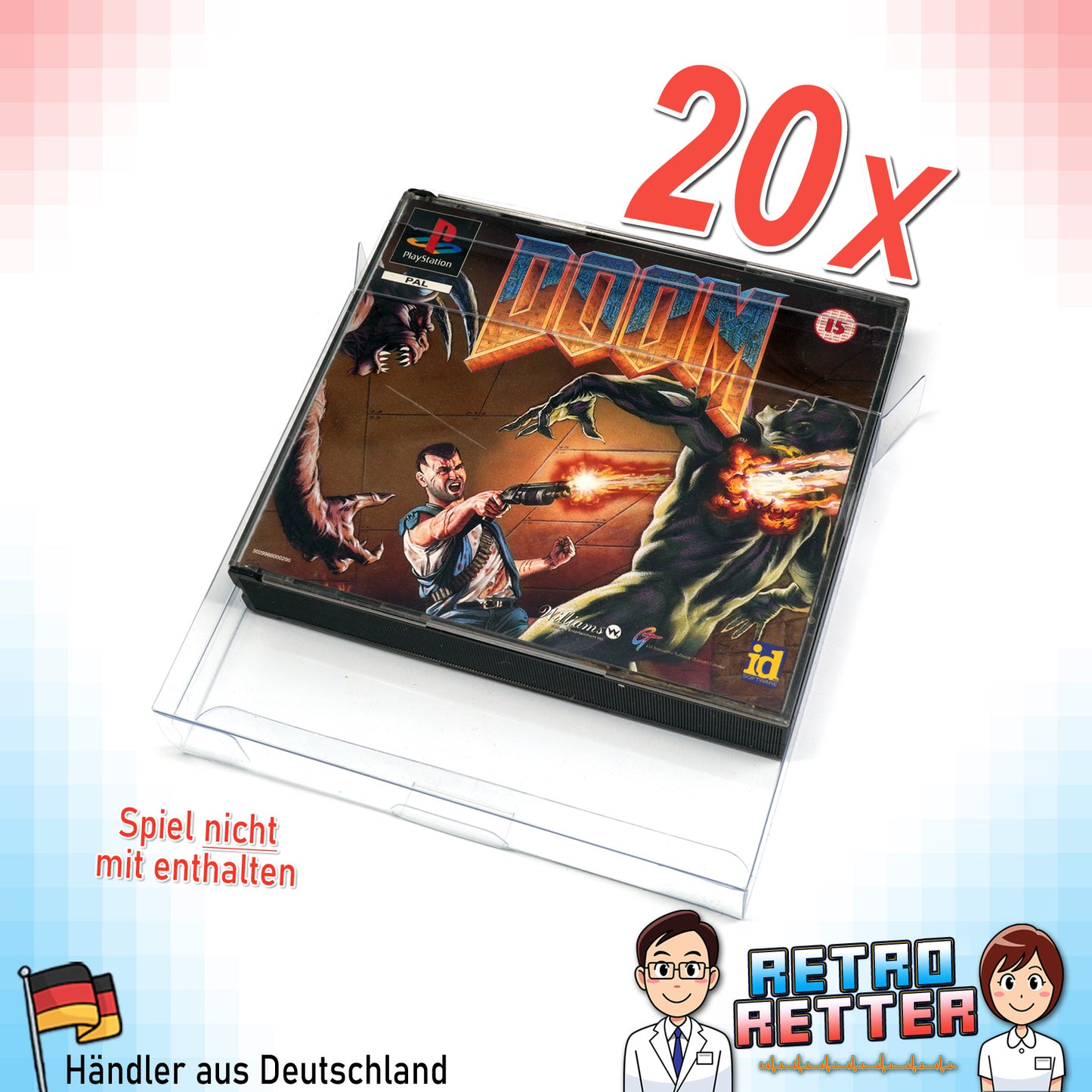 PS1 Doppel / Multi CD Spiele Schutzhüllen Exklusives RetroRetter V2 Design!