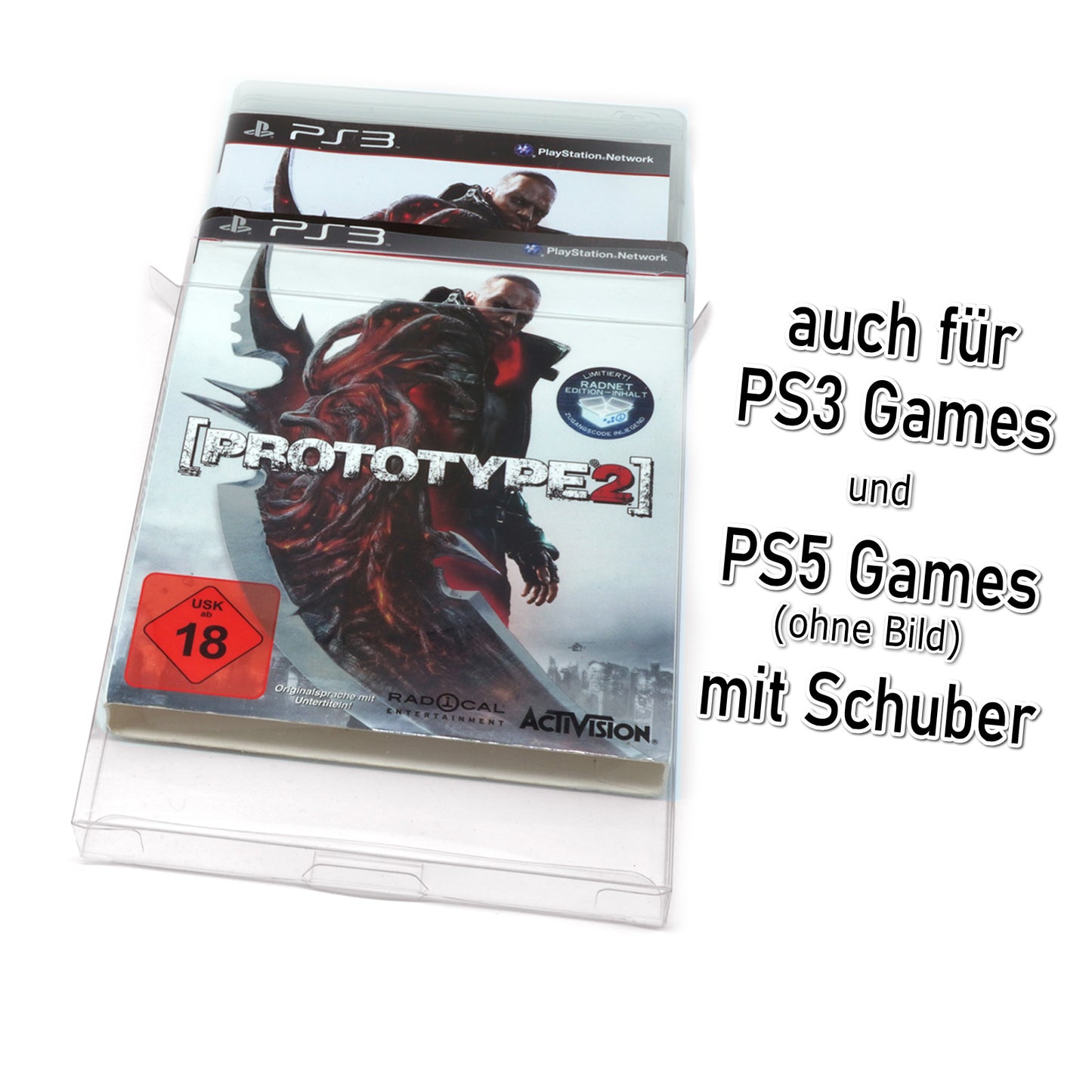 Schutzhüllen für PS3 / PS4 / PS5 Spiele OVPs mit Schuber