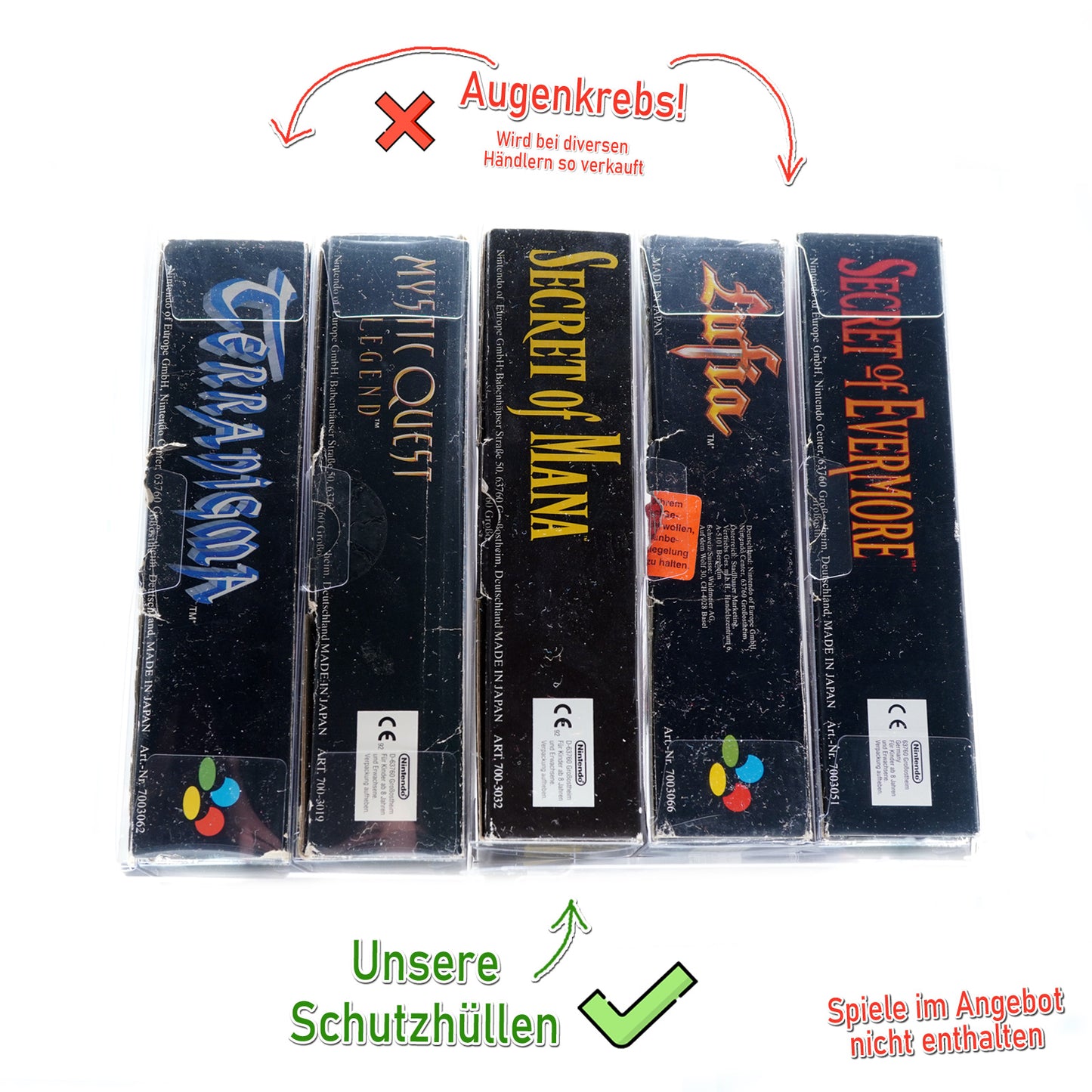 Super Nintendo Big Box Spiele OVP Schutzhüllen